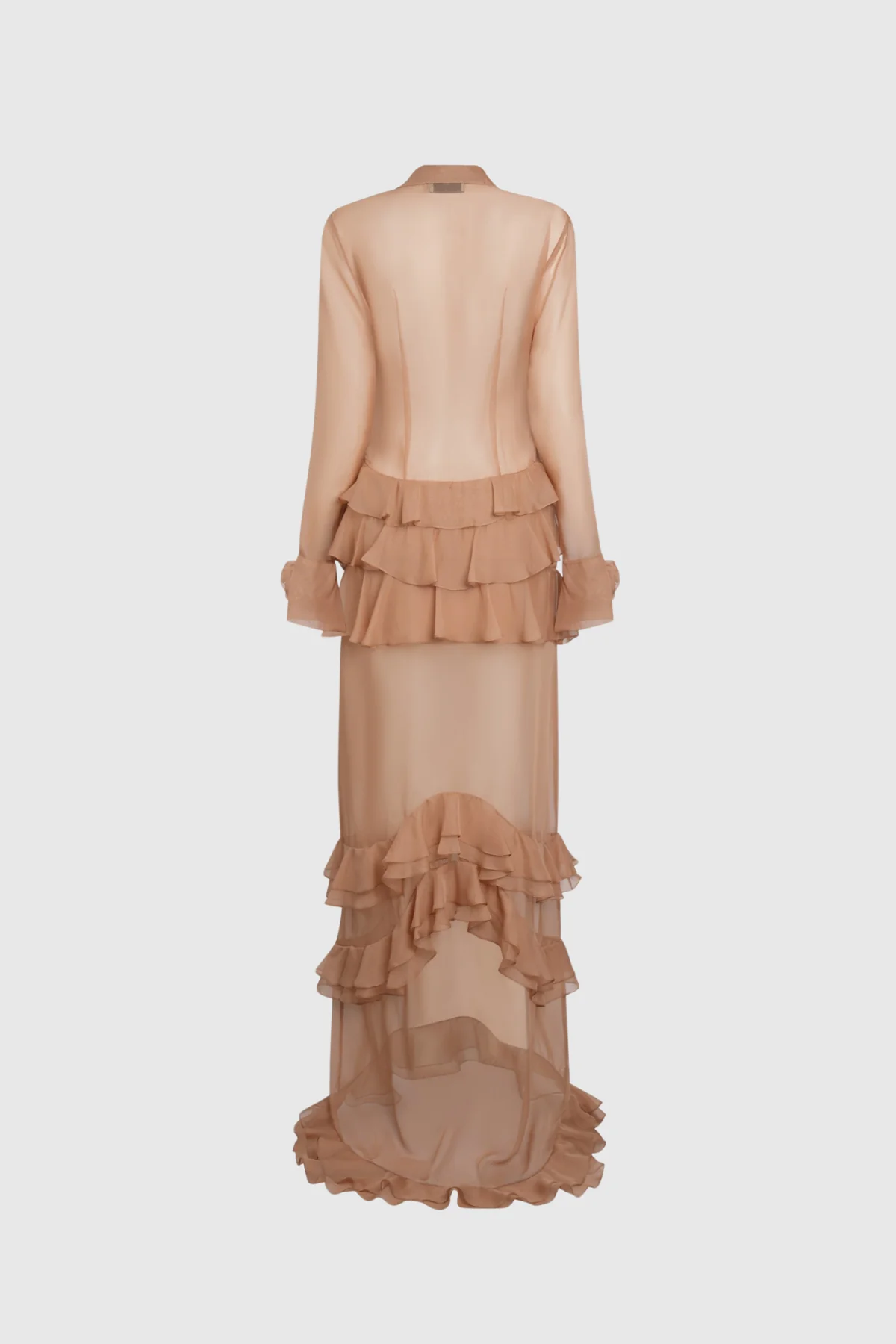 Romantic Floral Ruffle Maxi Dress Brown