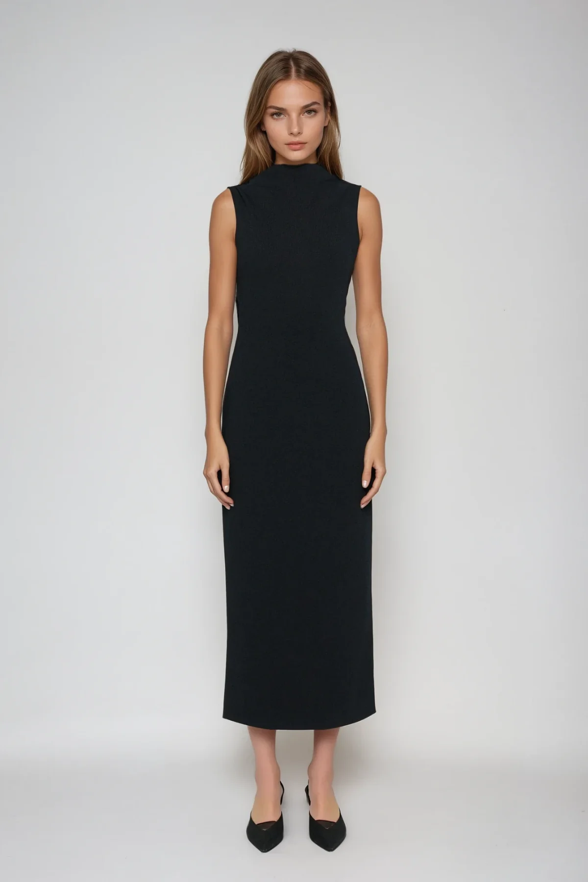 Elegant Embellished Black Midi Dress