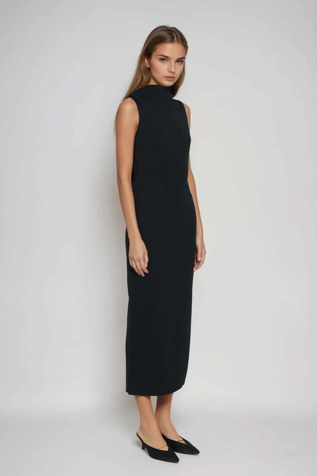 Elegant Embellished Black Midi Dress