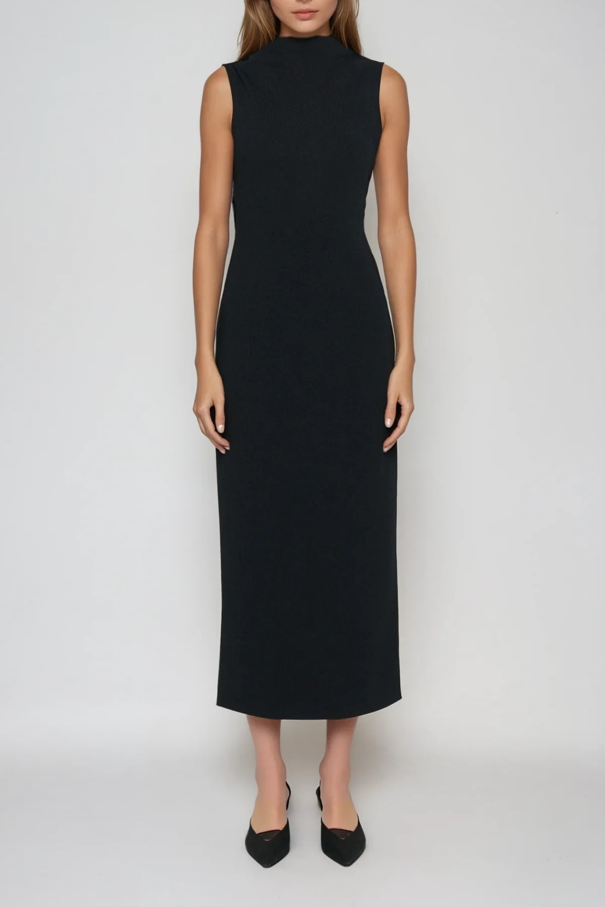 Elegant Embellished Black Midi Dress