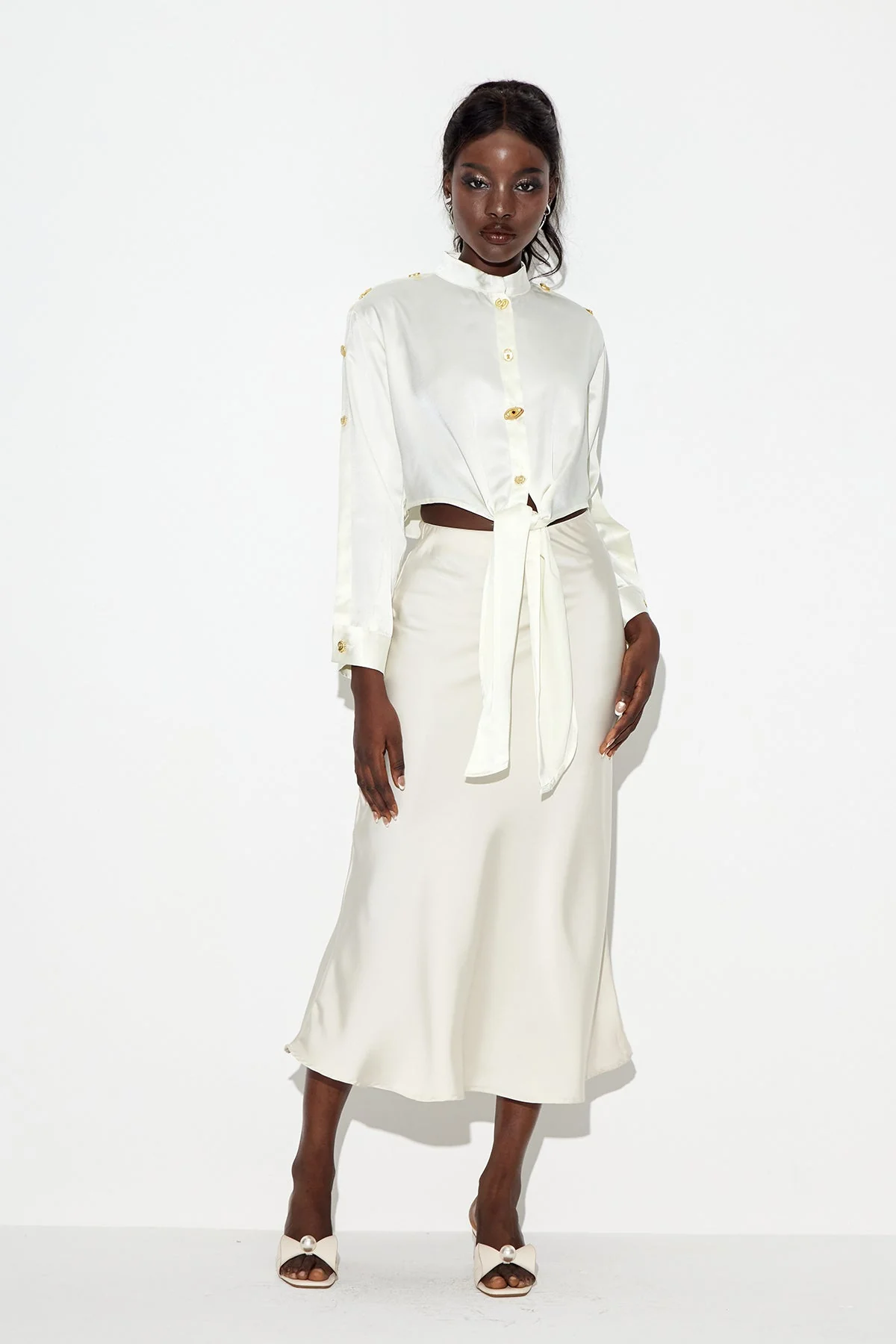 White Deconstructed Tie-Up Shirt - Modern Versatile Design