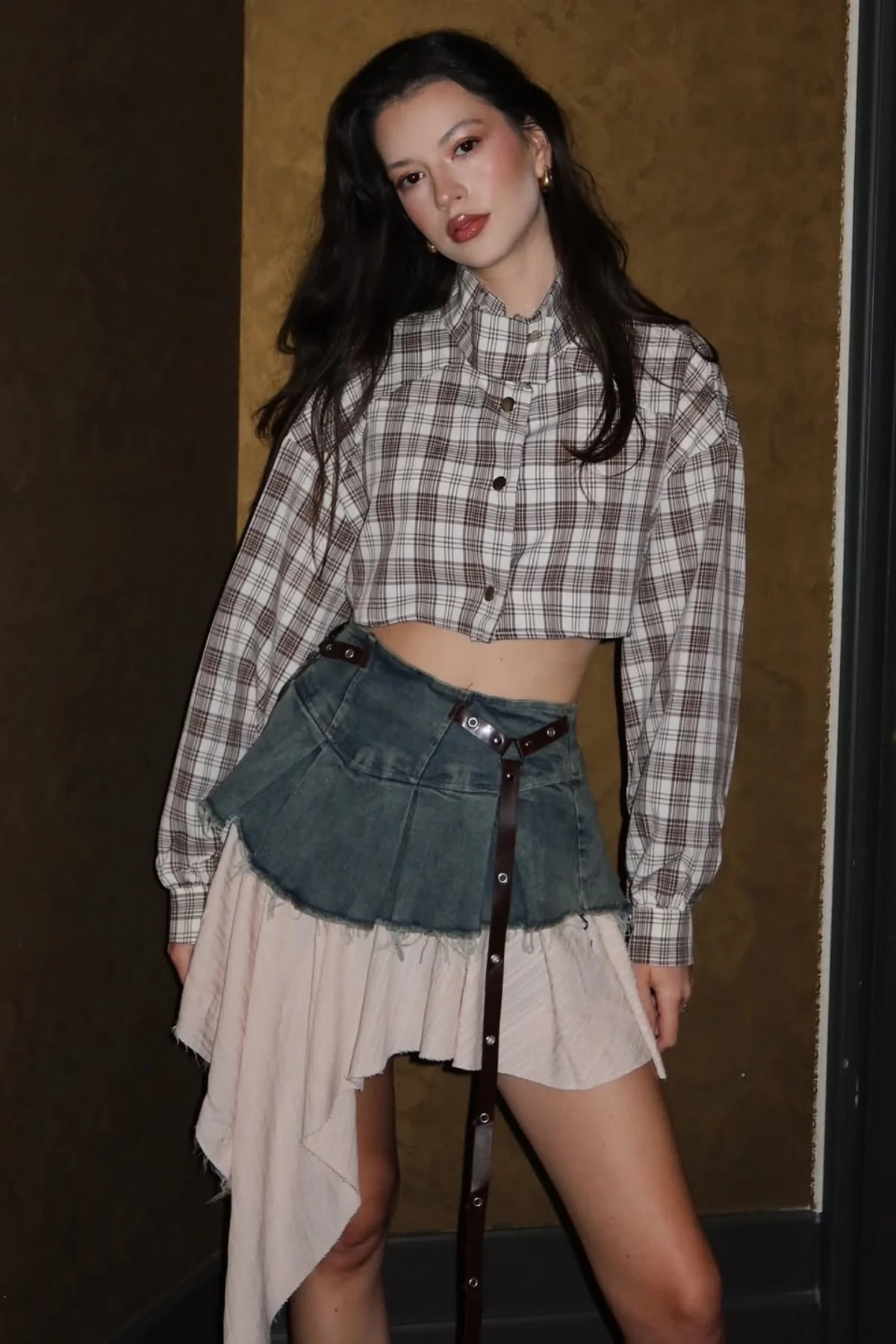 Fringe Ruffle Denim Skirt - Trendy Chic Design