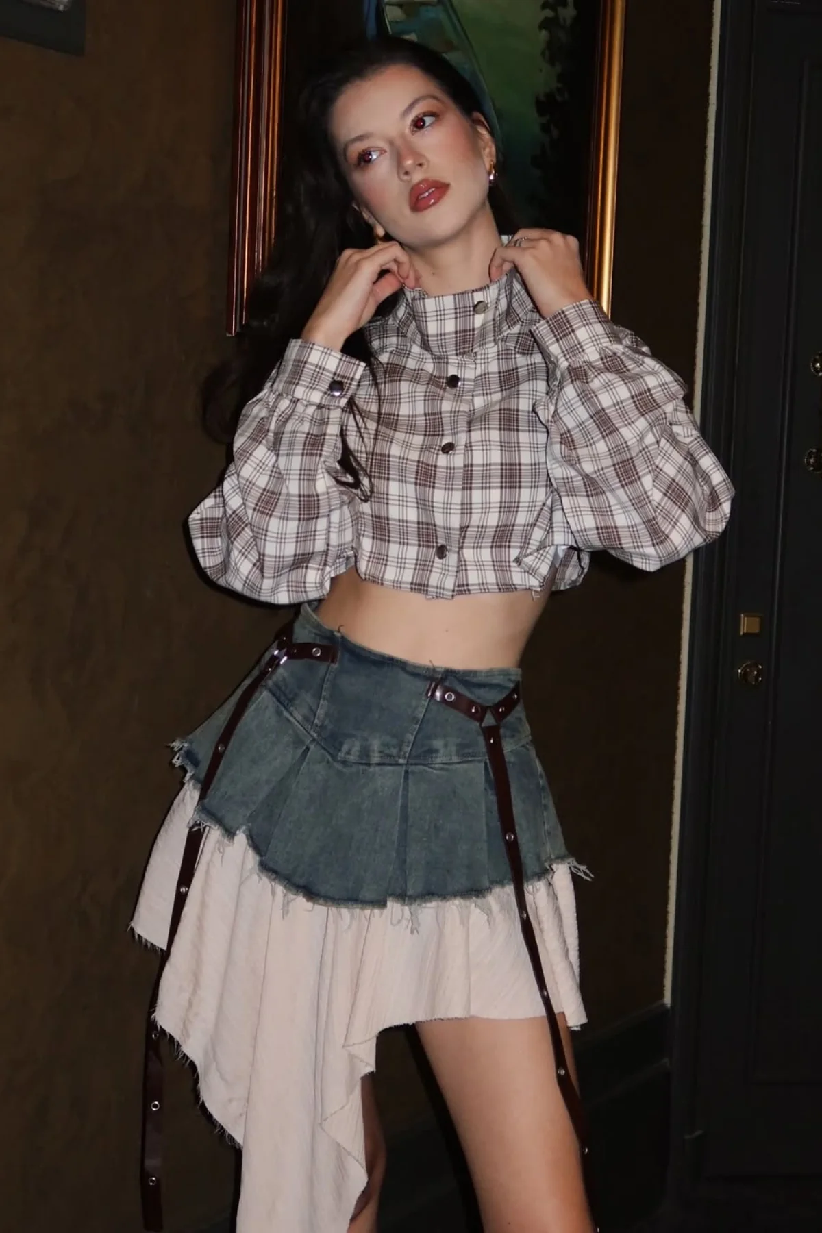 Fringe Ruffle Denim Skirt - Trendy Chic Design