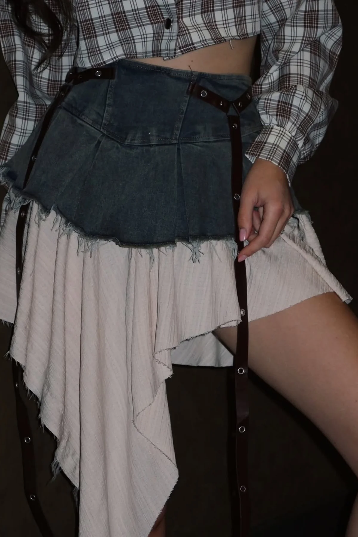 Fringe Ruffle Denim Skirt - Trendy Chic Design