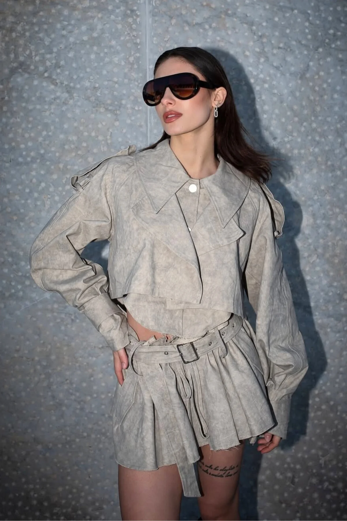 Camouflage Print Deconstruct Skirt Set