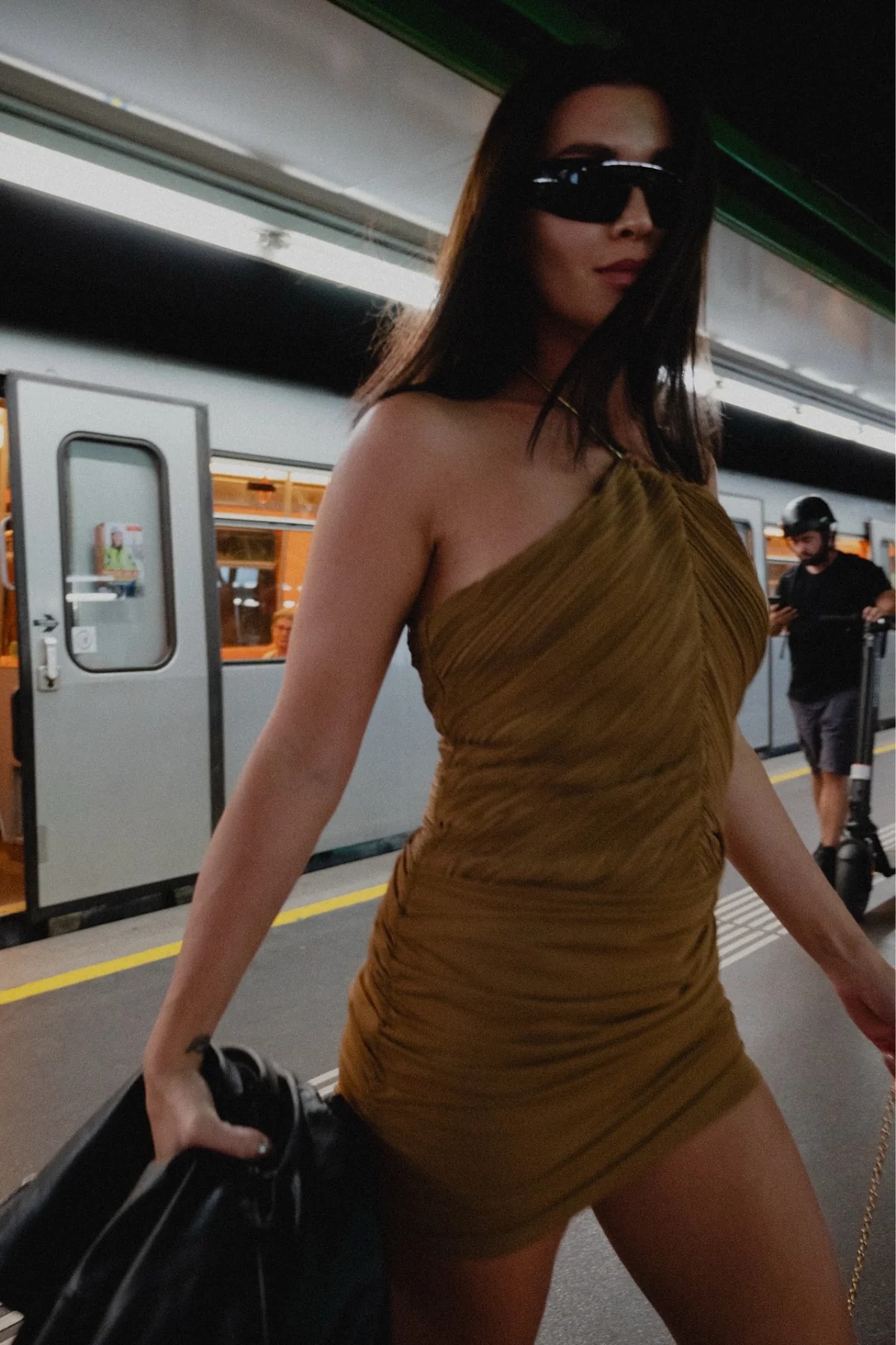 Elegant Ruched Halter Neck Mini Dress