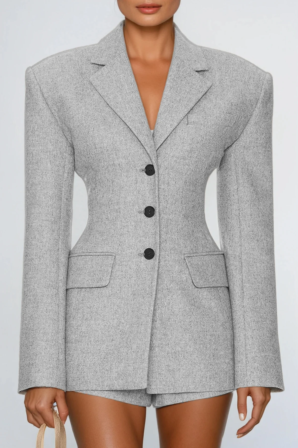 Slight Grey Lapel Blazer - Classic Tailored Elegance