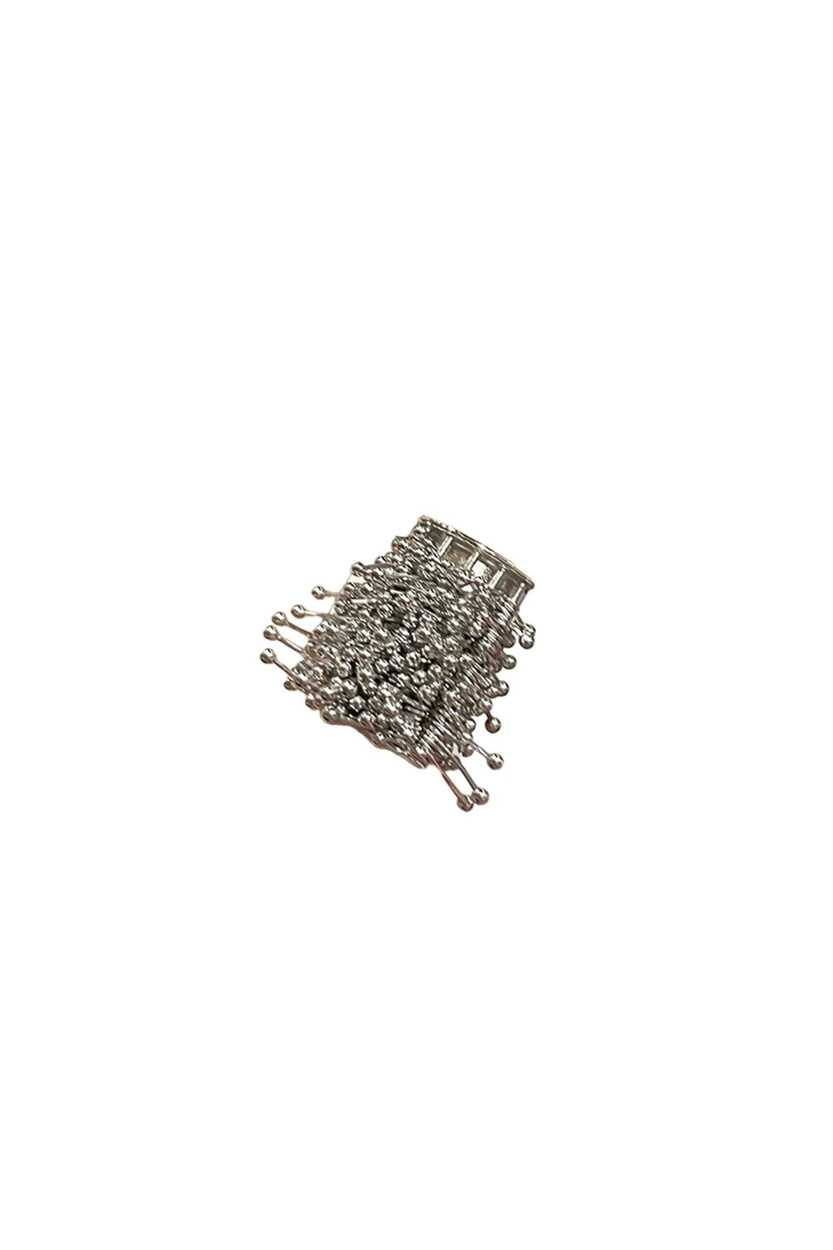 Elegant Silver Bead Embellished Ring