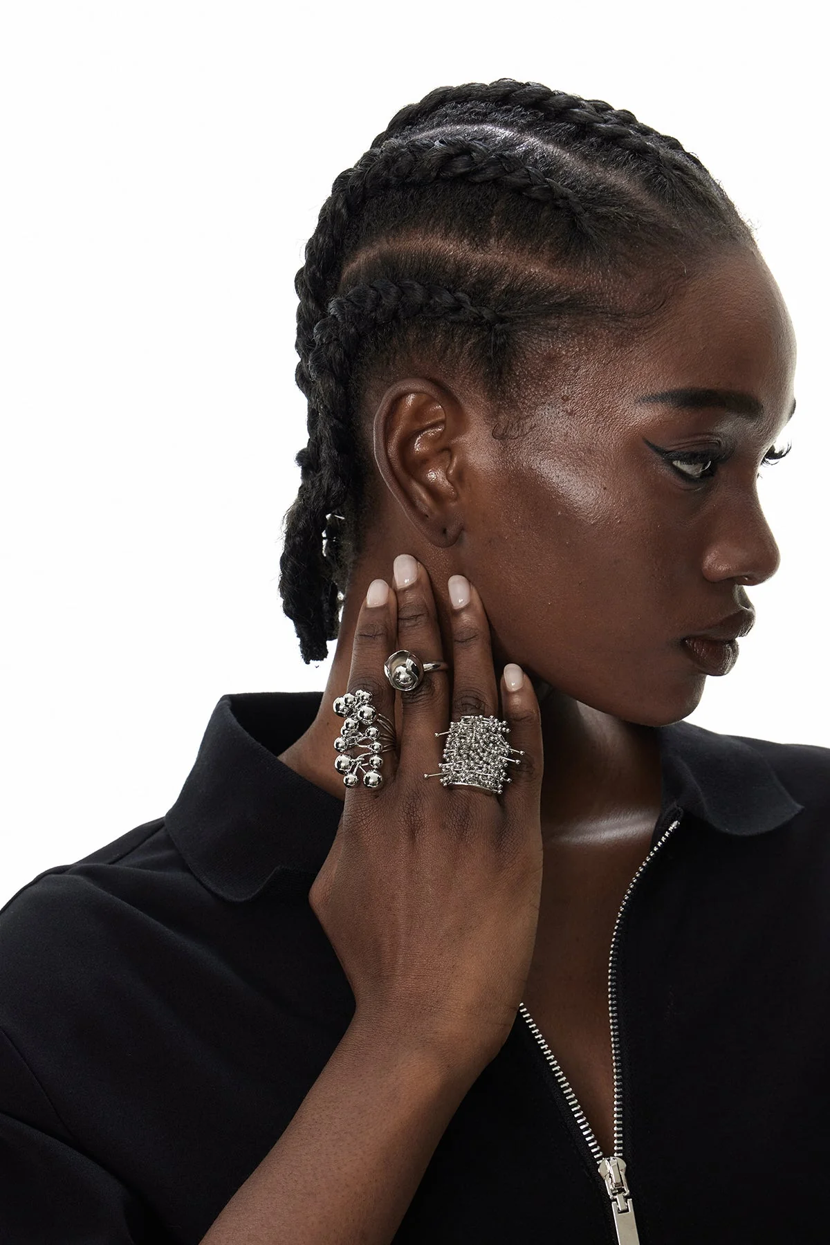 Elegant Silver Bead Embellished Ring