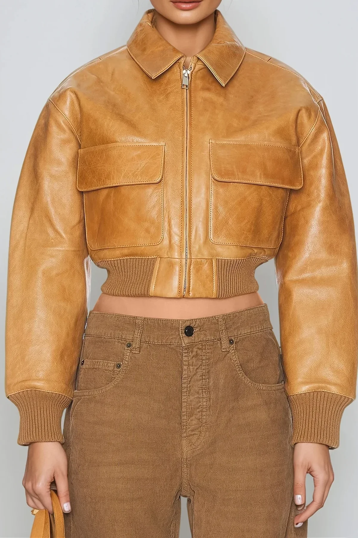 Brown Deconstructed Leather Jacket