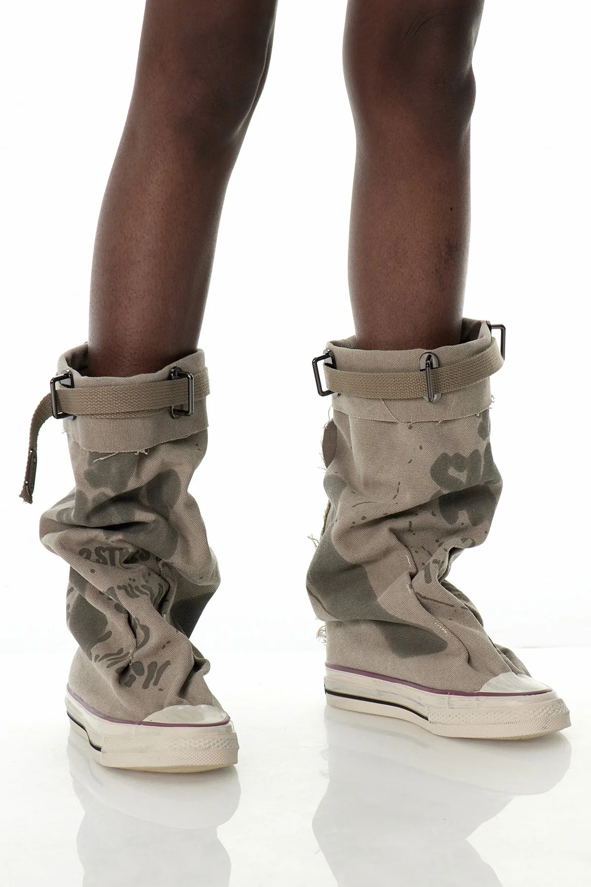 Denim Print Casual Shoes in Khaki | Stylish & Durable Design