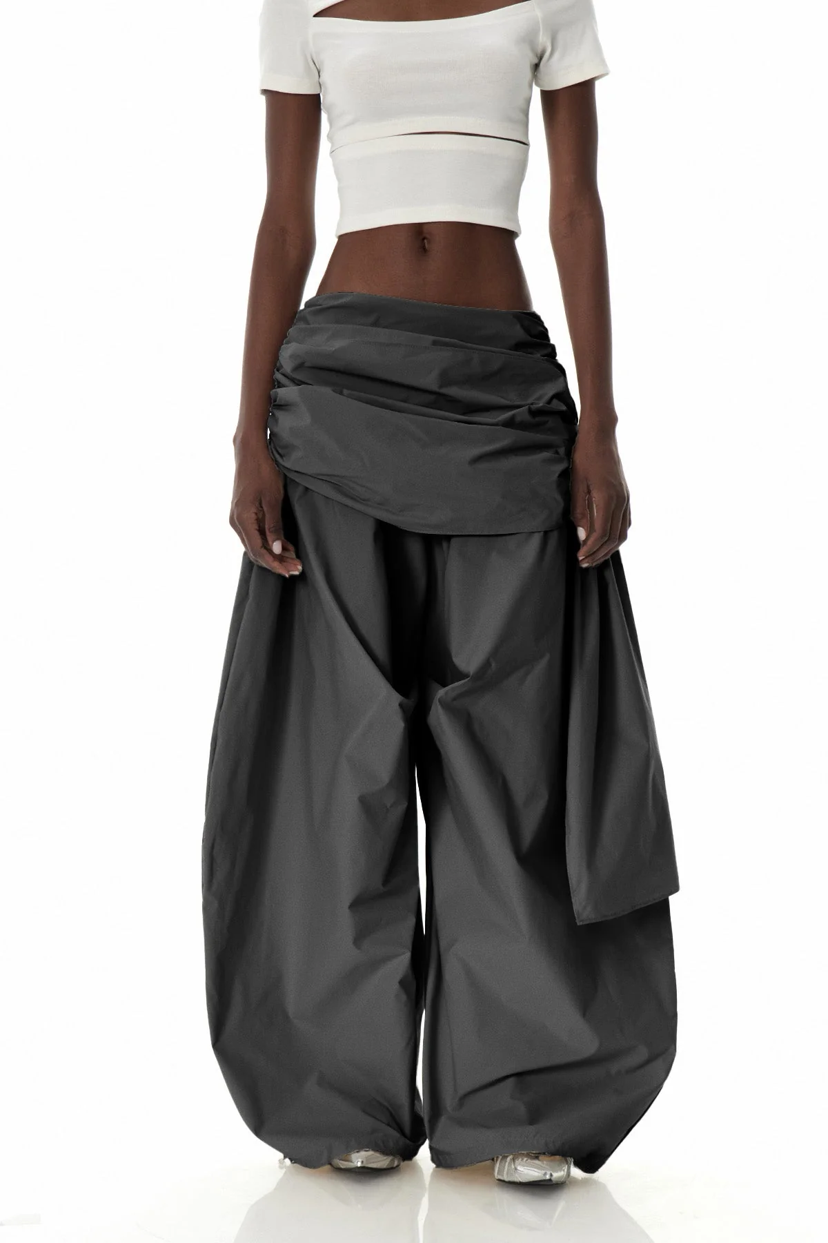 Black Drawstring Wide Leg Pants for Urban Edge Style