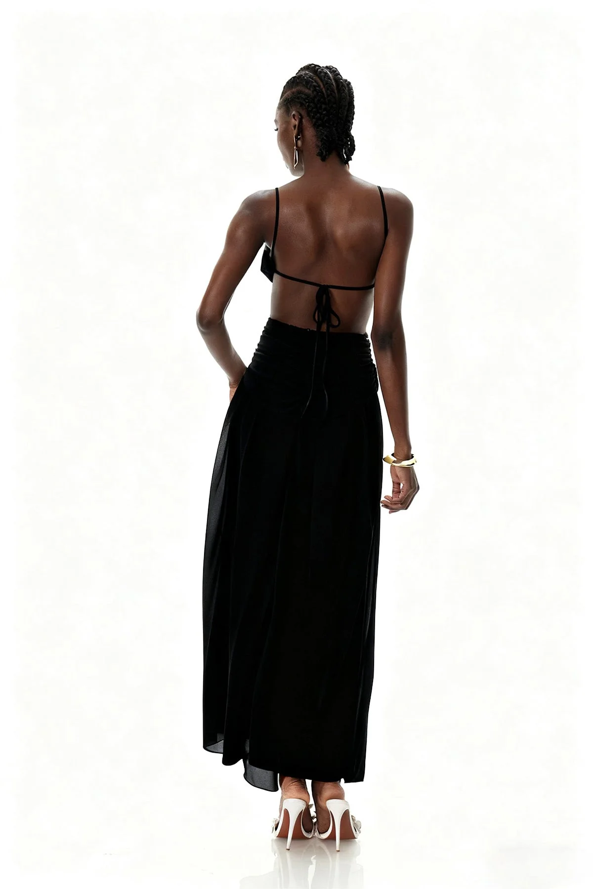 Black Spaghetti Cutout Maxi Dress - Elegant Evening Wear