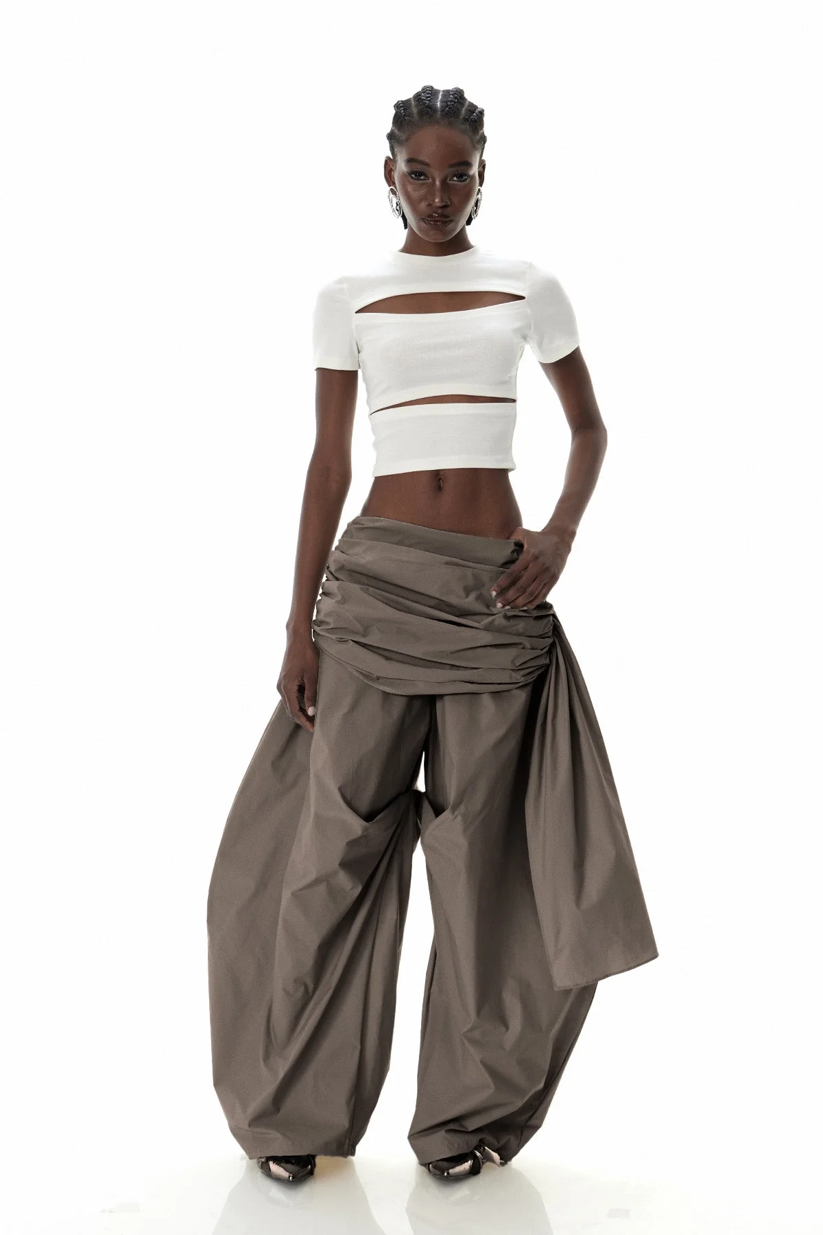 Brown Drawstring Wide Leg Pants for Stylish Comfort