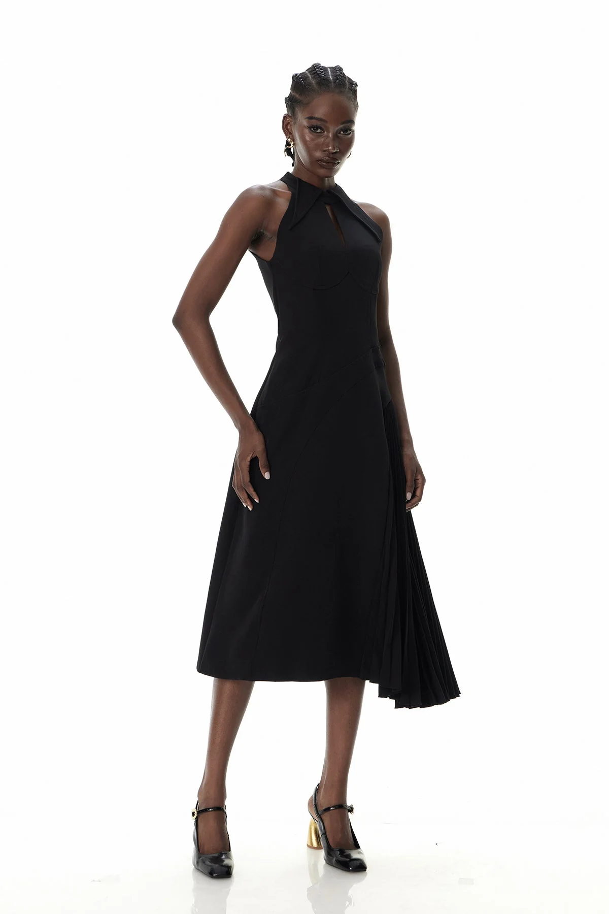 Chic Black Ruched Sleeveless Maxi Dress for Formal Events