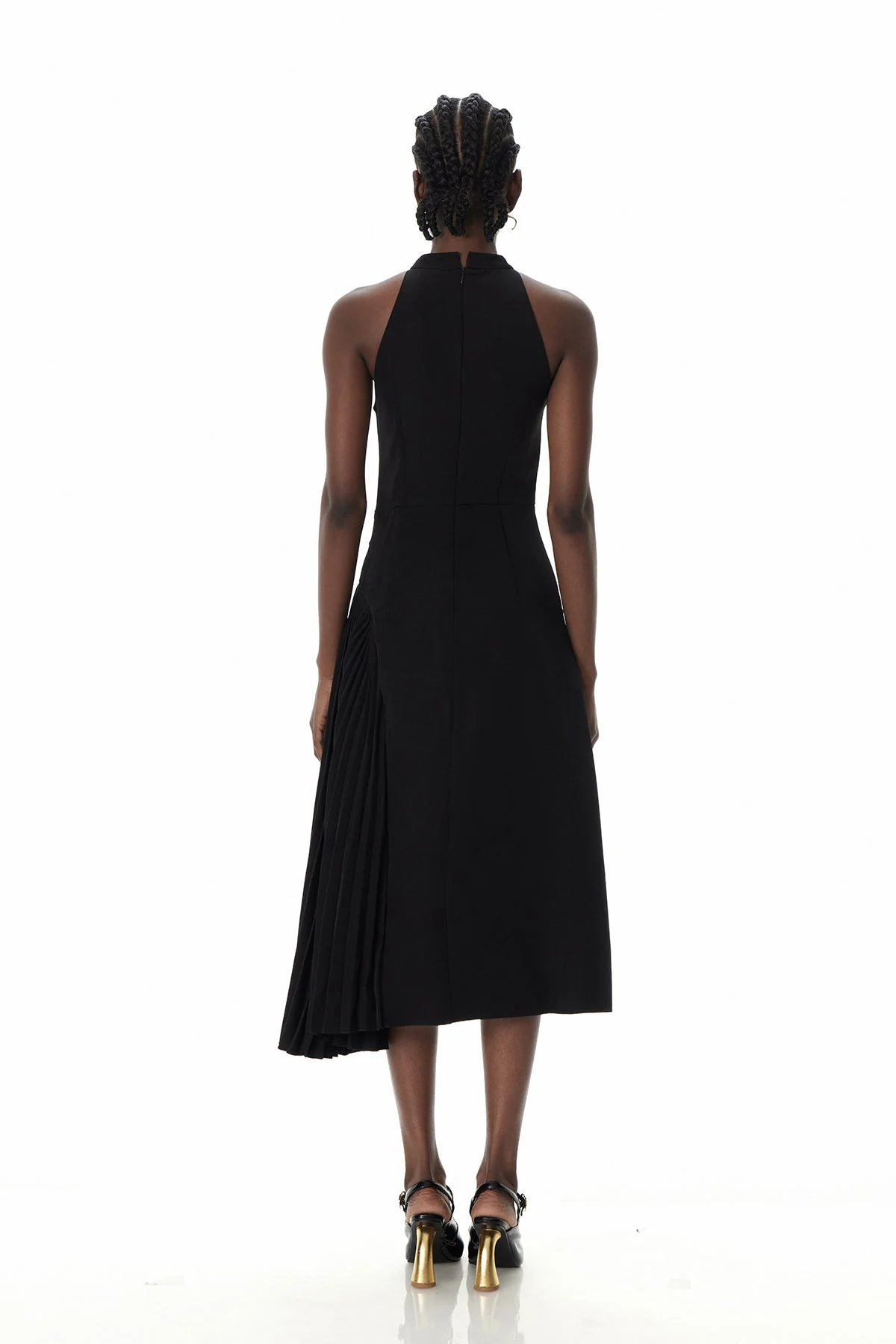 Chic Black Ruched Sleeveless Maxi Dress for Formal Events