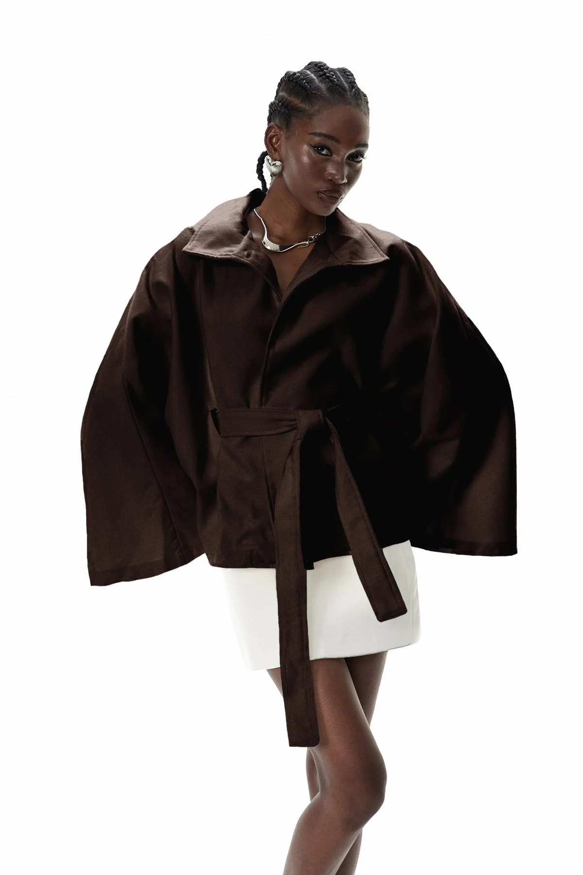 Brown Stand Collar Jacket for Stylish Outfits