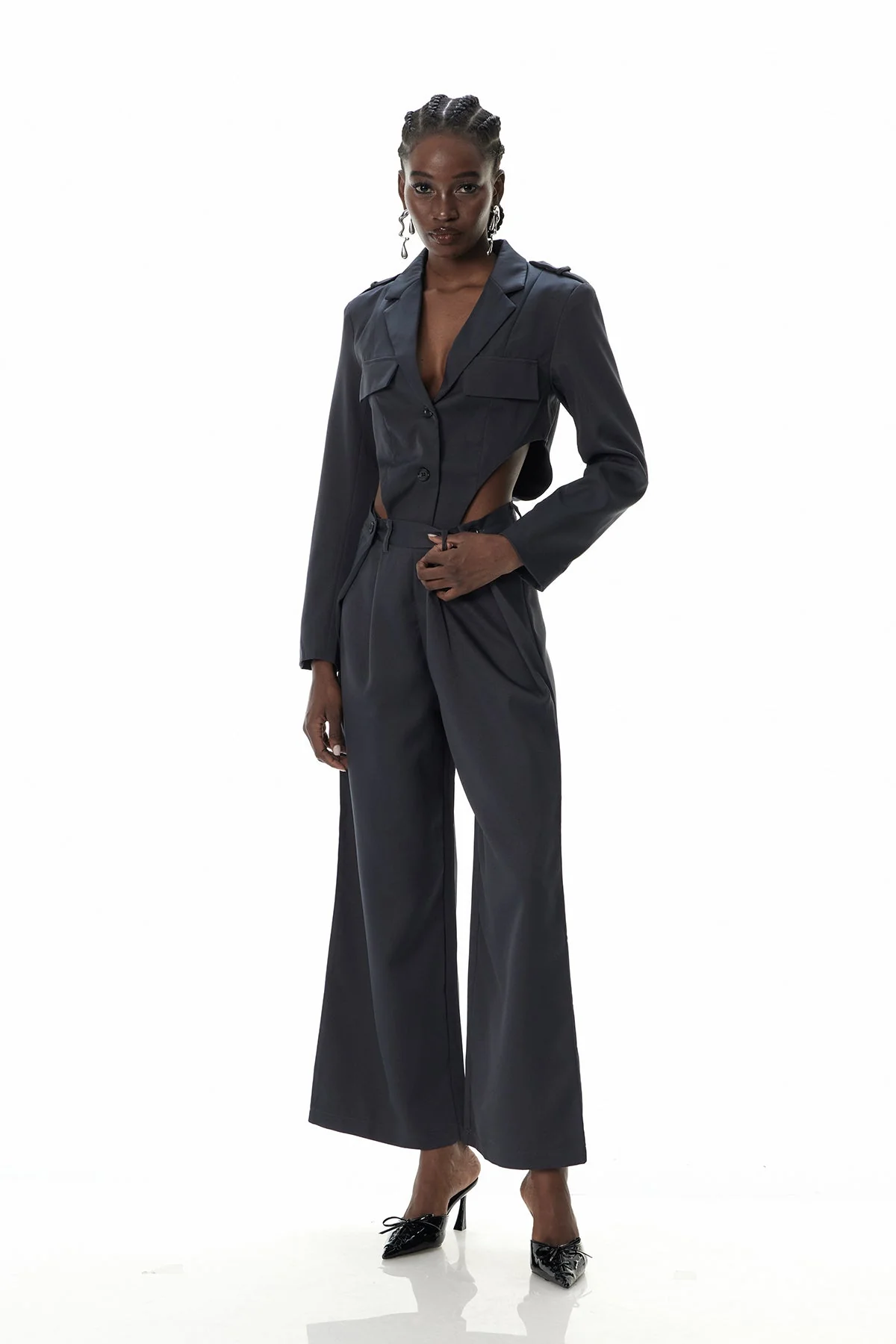 Modern Grey Deconstruct Pants Set | Stylish & Functional Design