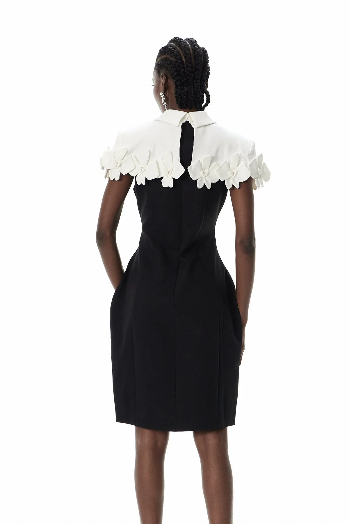 Floral Print Mini Dress Black Chic Essential Office Wear