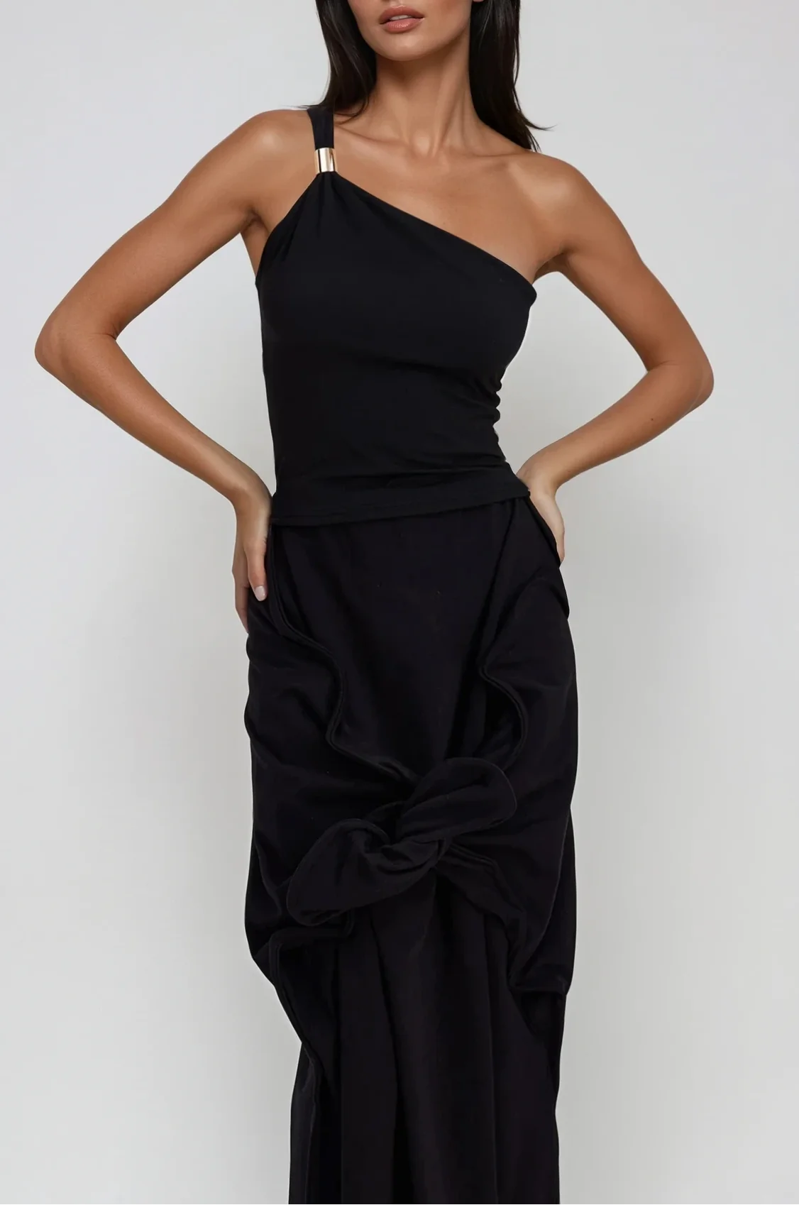 Elegant One Shoulder Black Top for Stylish Women
