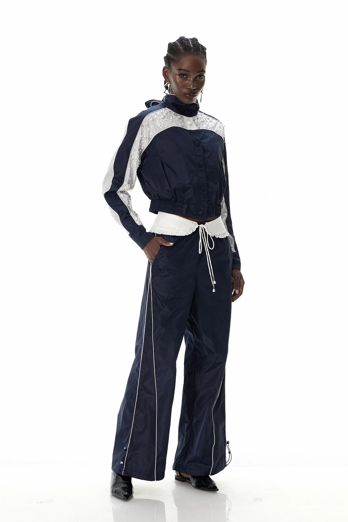 Sophisticated Pearl Embellished Pants Set