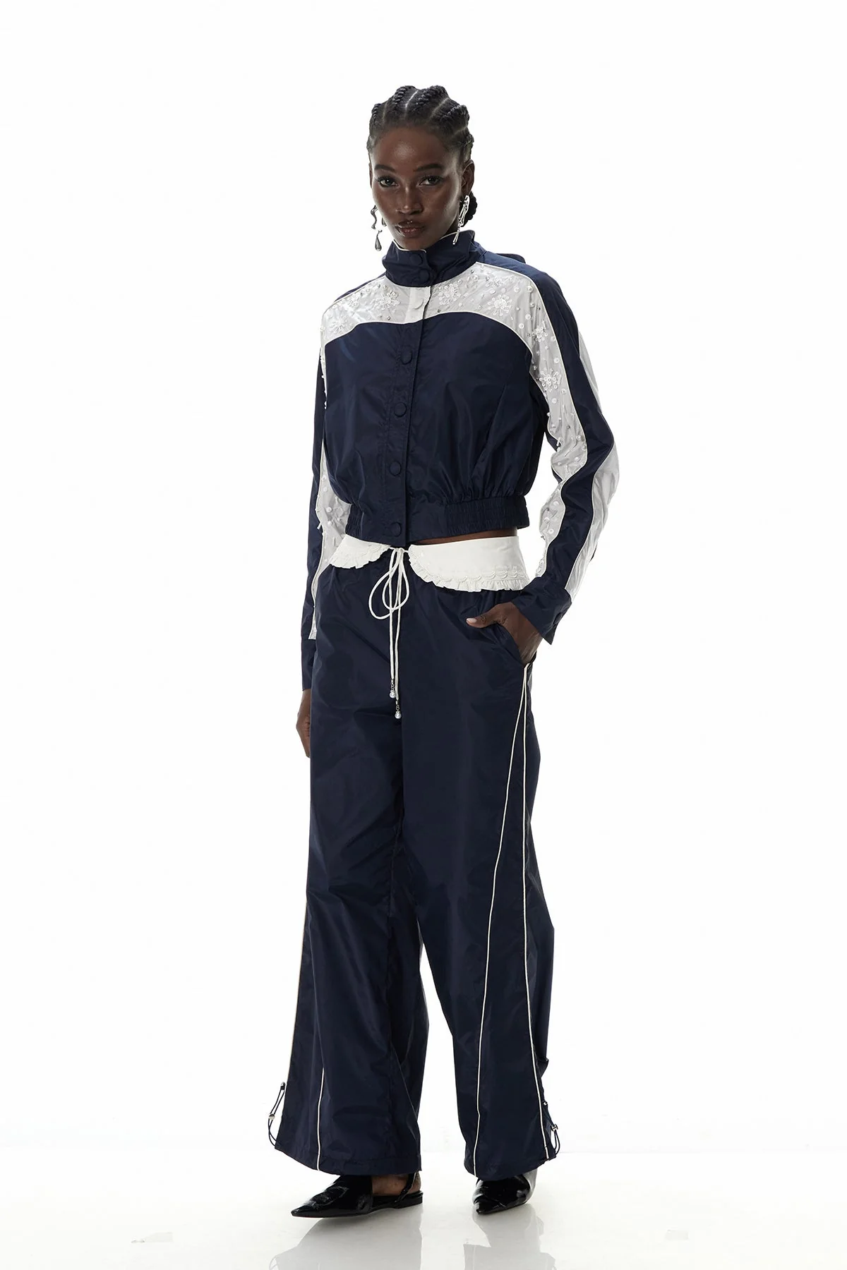 Sophisticated Pearl Embellished Pants Set