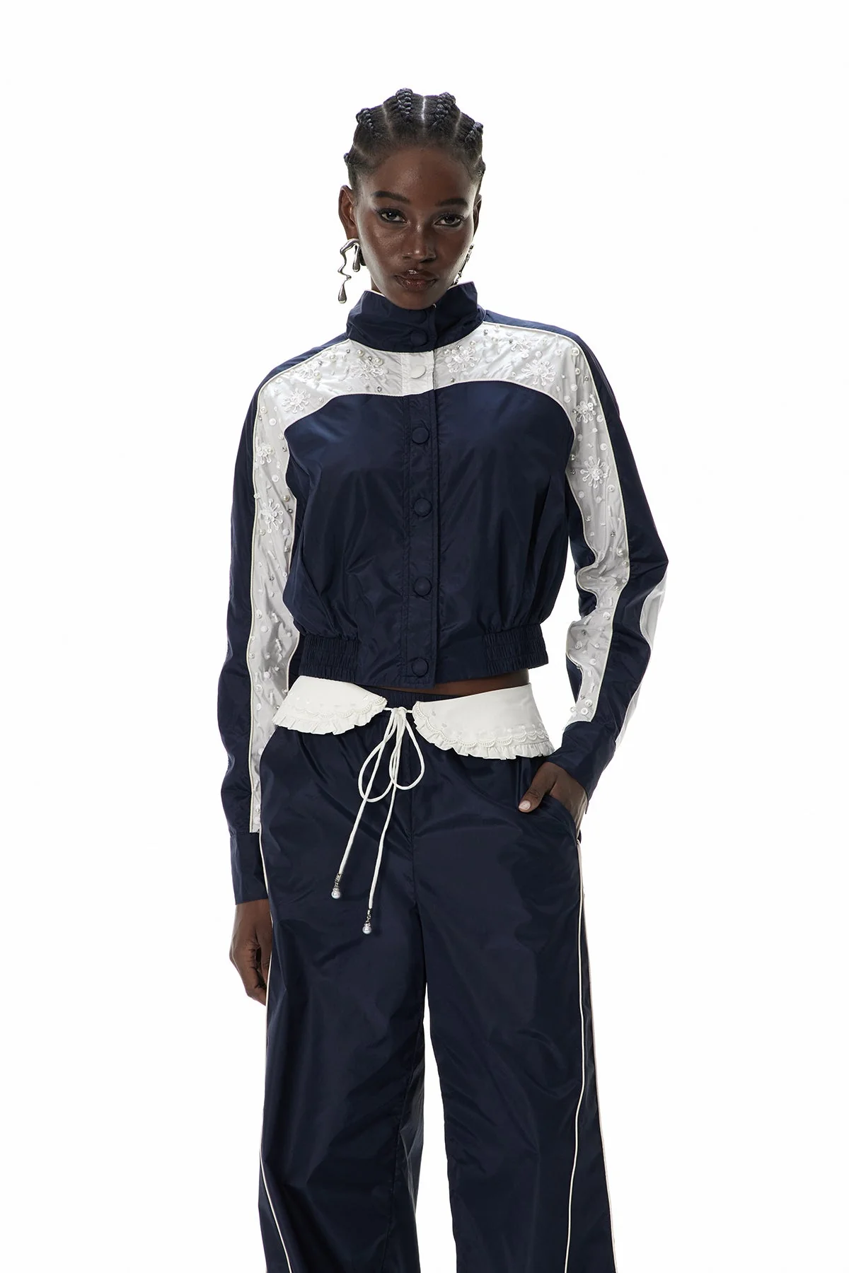 Sophisticated Pearl Embellished Pants Set