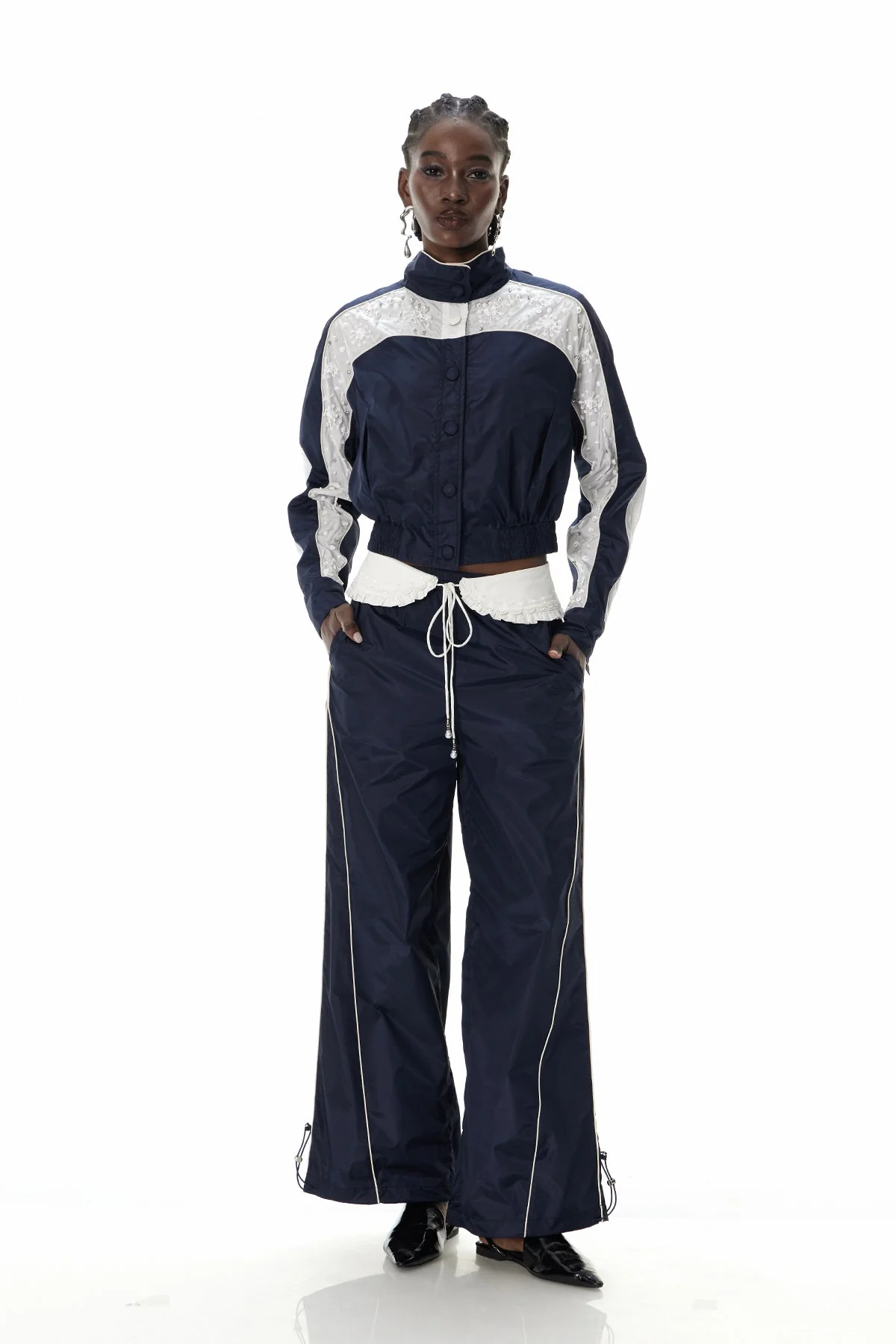 Sophisticated Pearl Embellished Pants Set