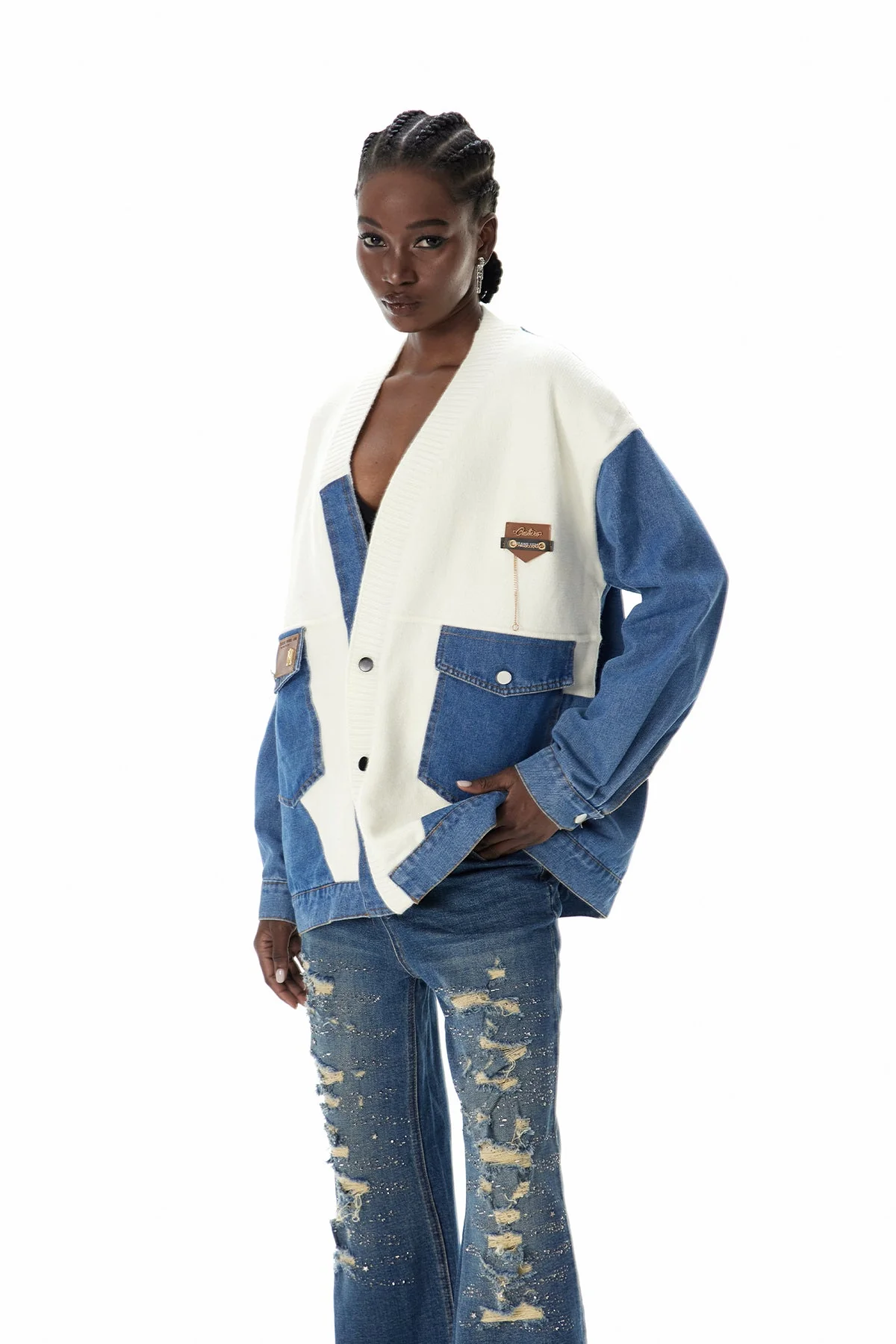 Modern Deconstructed Knit Jacket in Multicolor Design