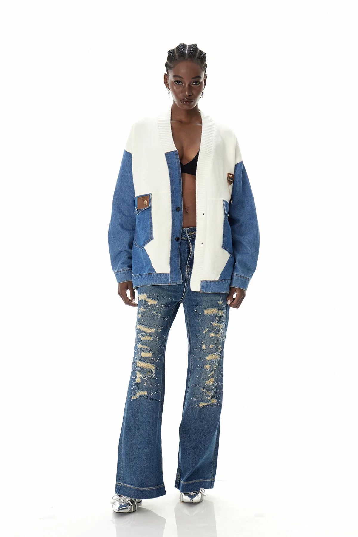 Modern Deconstructed Knit Jacket in Multicolor Design