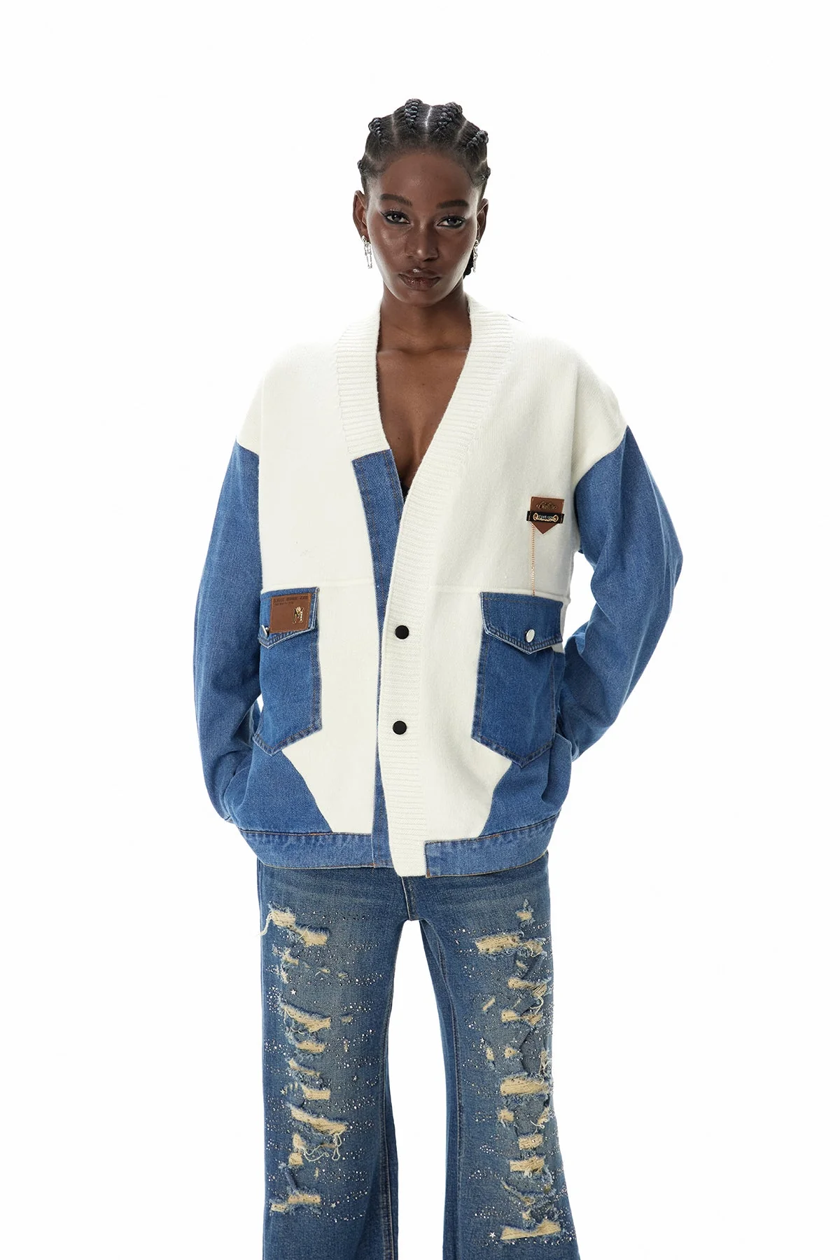 Modern Deconstructed Knit Jacket in Multicolor Design