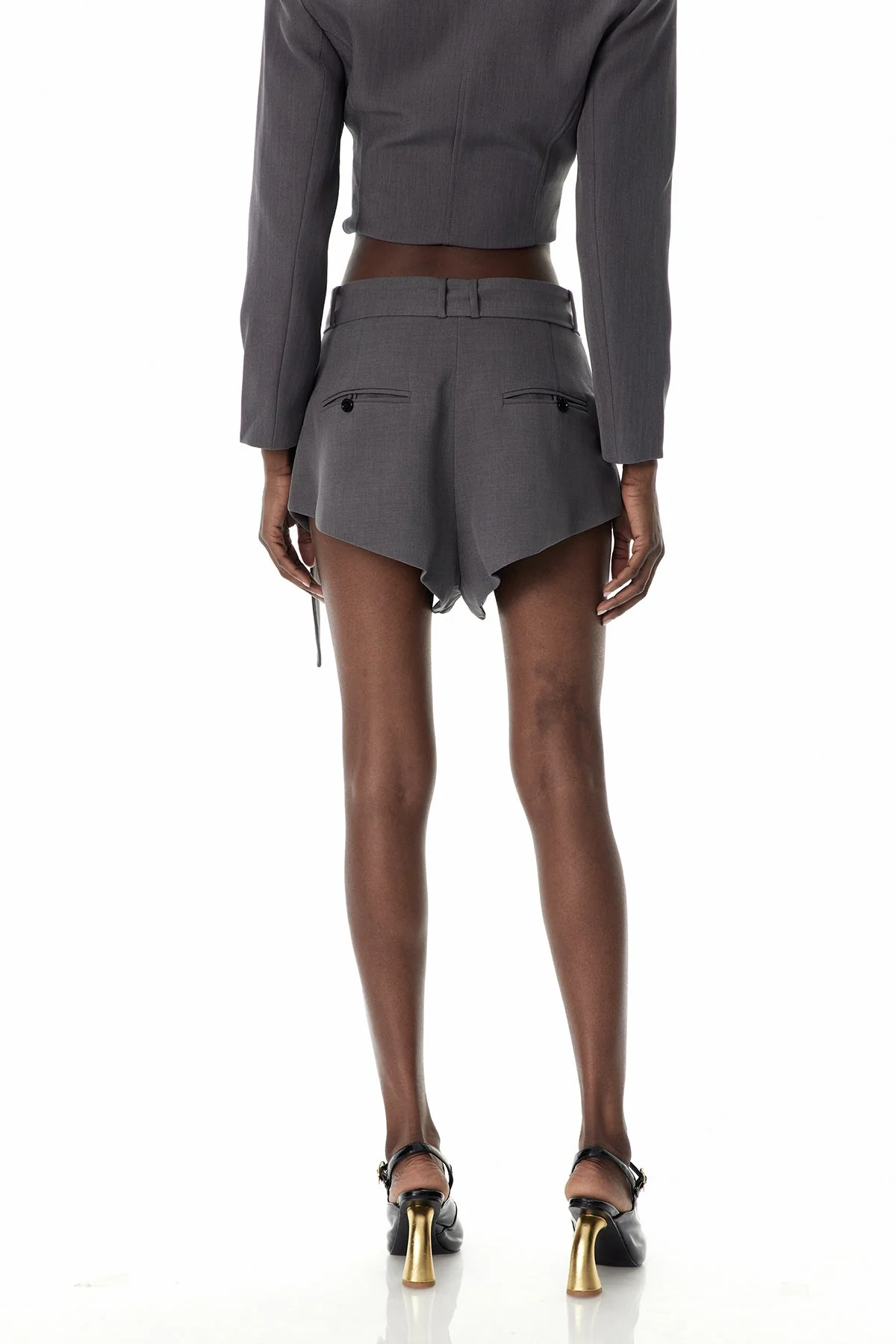 Grey Crew Neck Button Pants Set