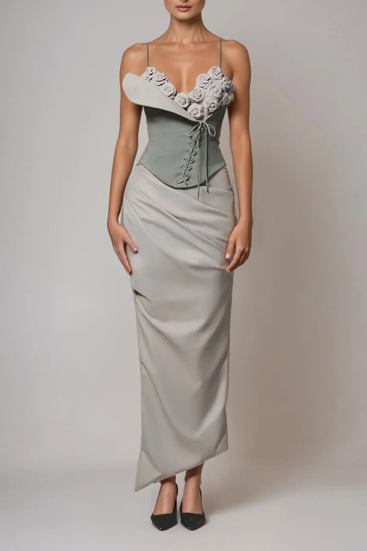 Floral Print Bodycon Skirt Set Green Chic Essential