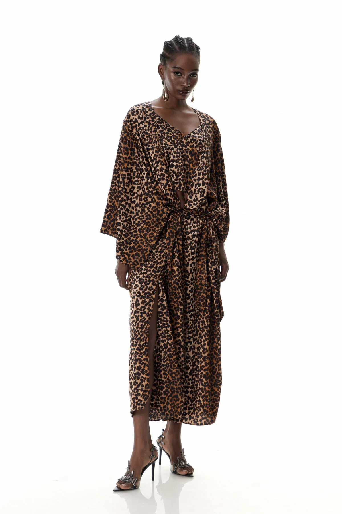 Leopard Three-Piece Brown Pants Set