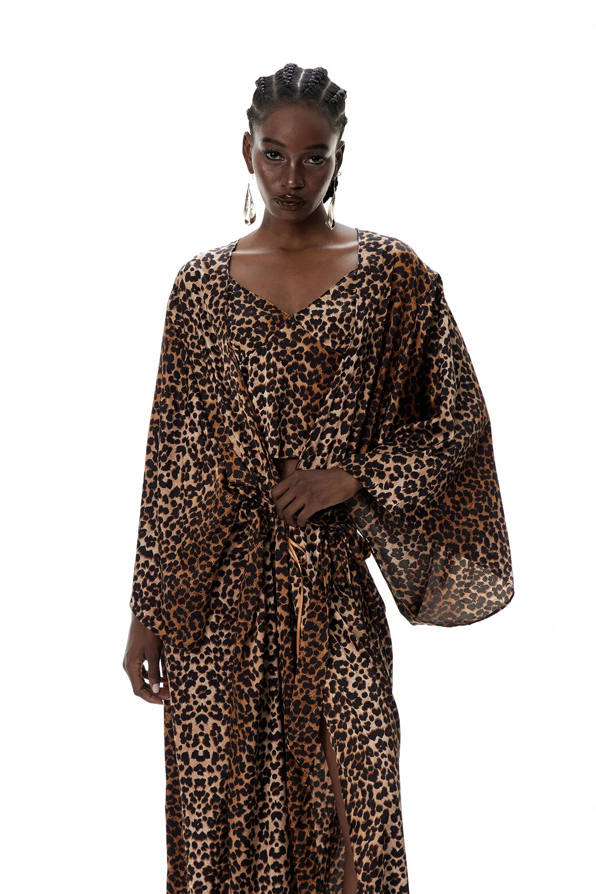 Leopard Three-Piece Brown Pants Set