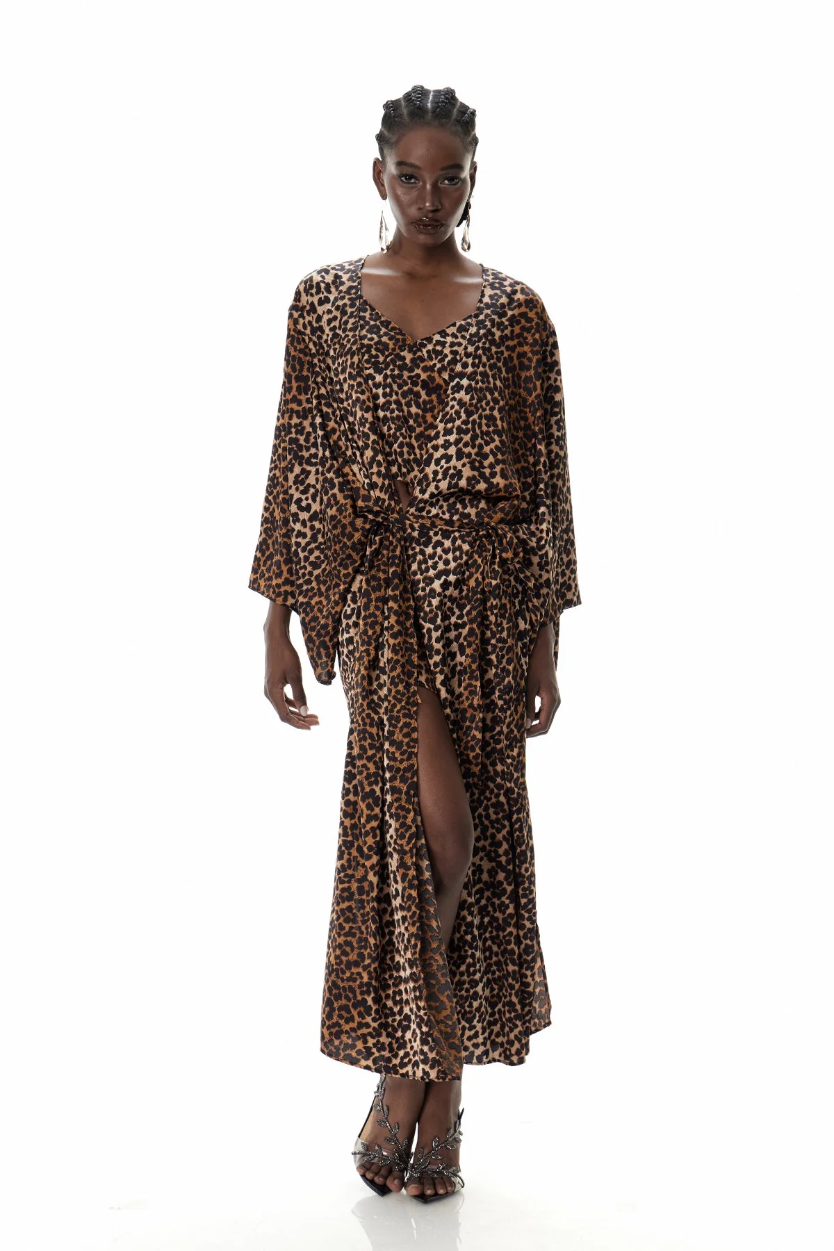 Leopard Three-Piece Brown Pants Set