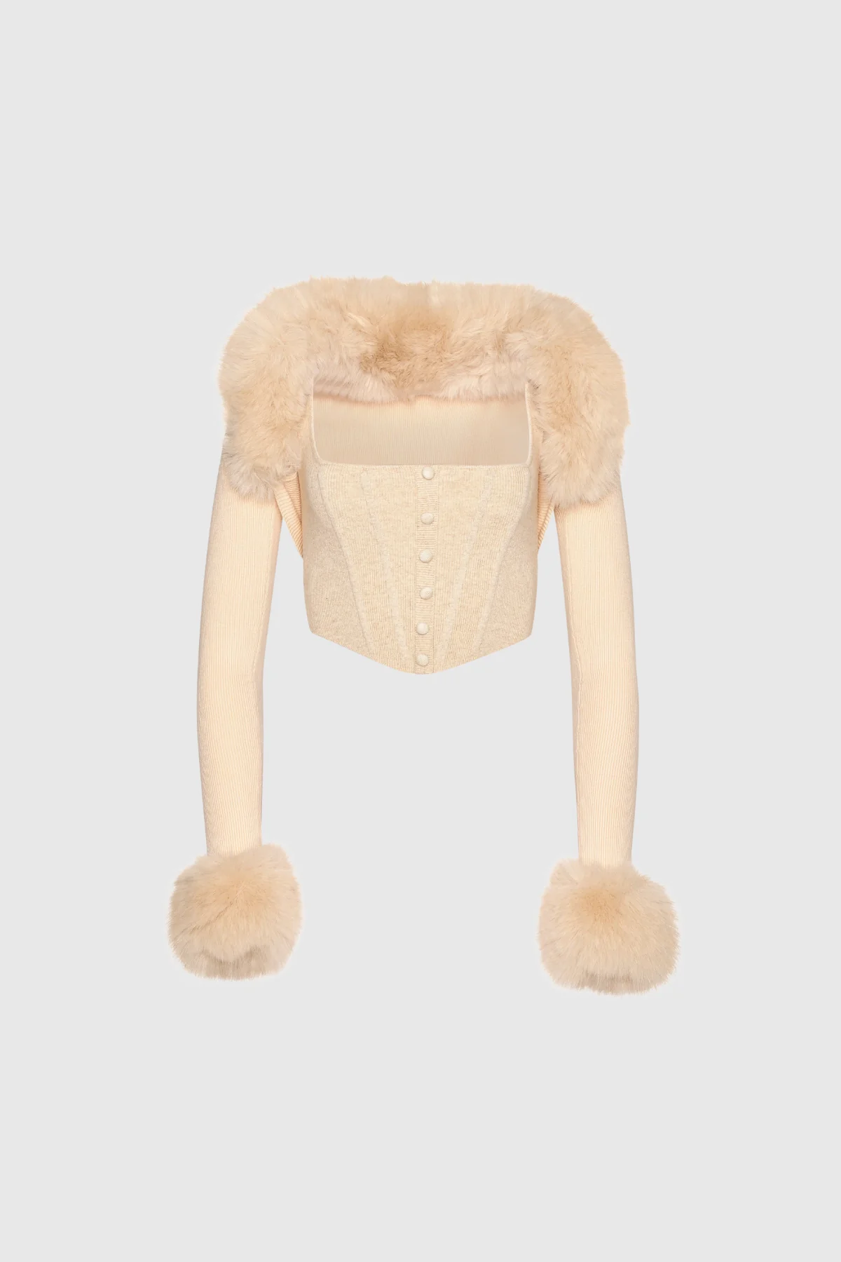 Knit Crop Top Set for Women in Apricot Shade