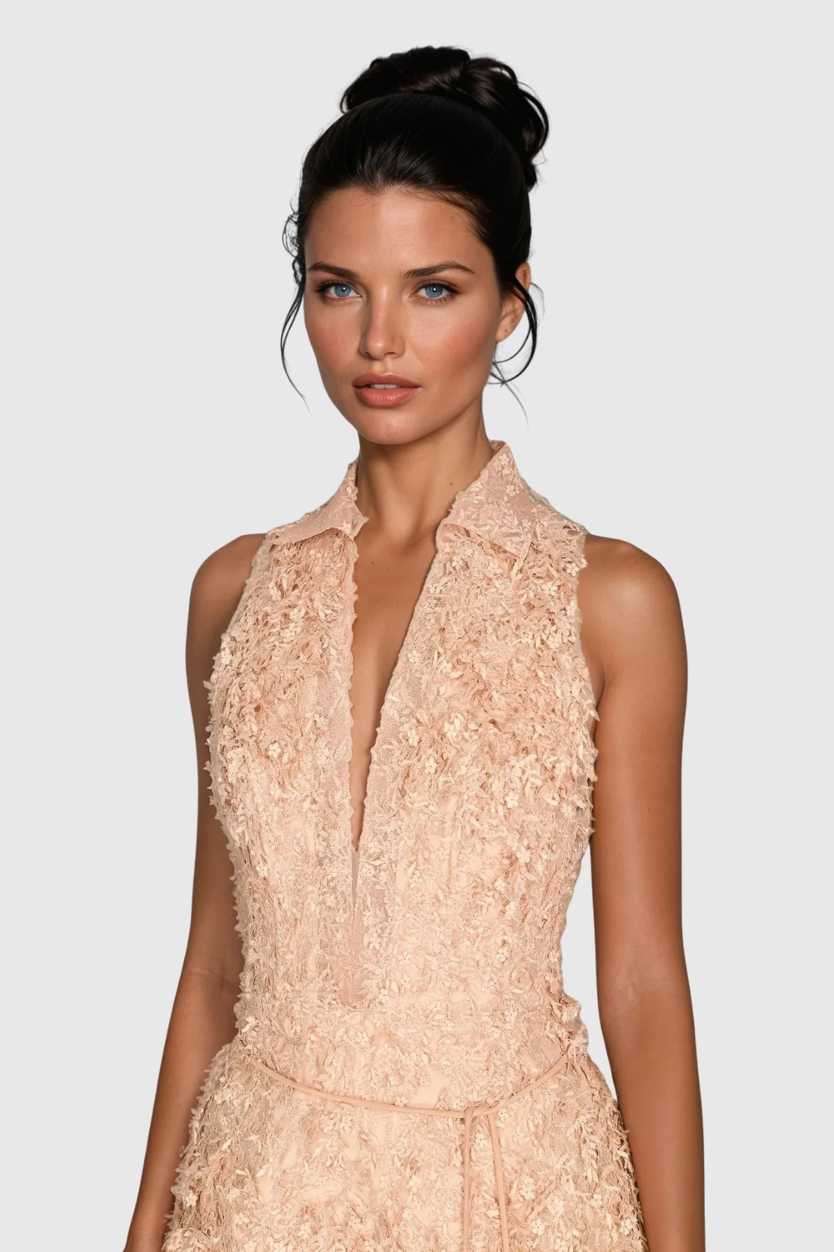 Apricot Lace Fringe Halter Neck Jumpsuit