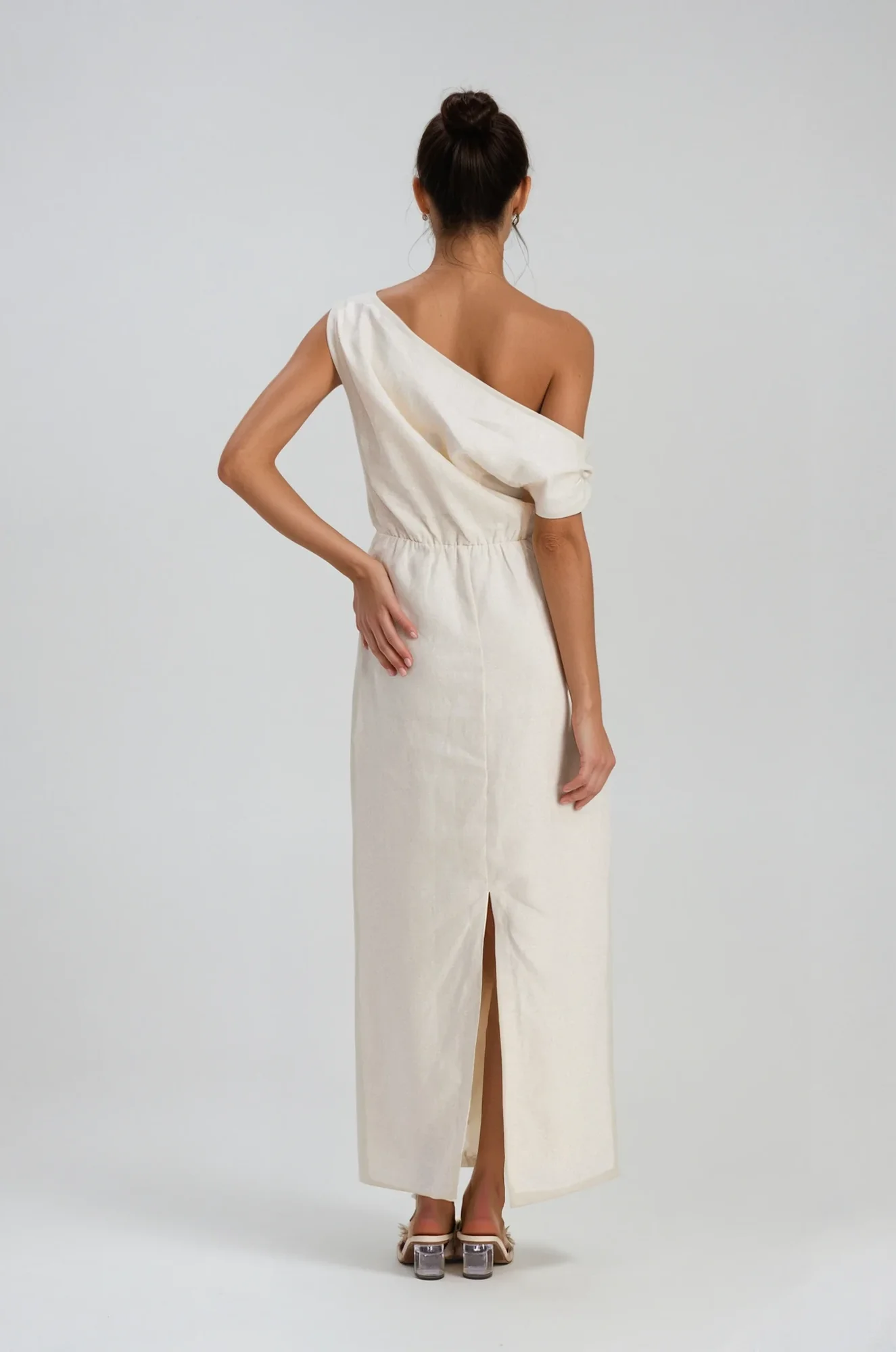 Elegant One Shoulder Maxi Dress in Apricot | Chic Formal Wear