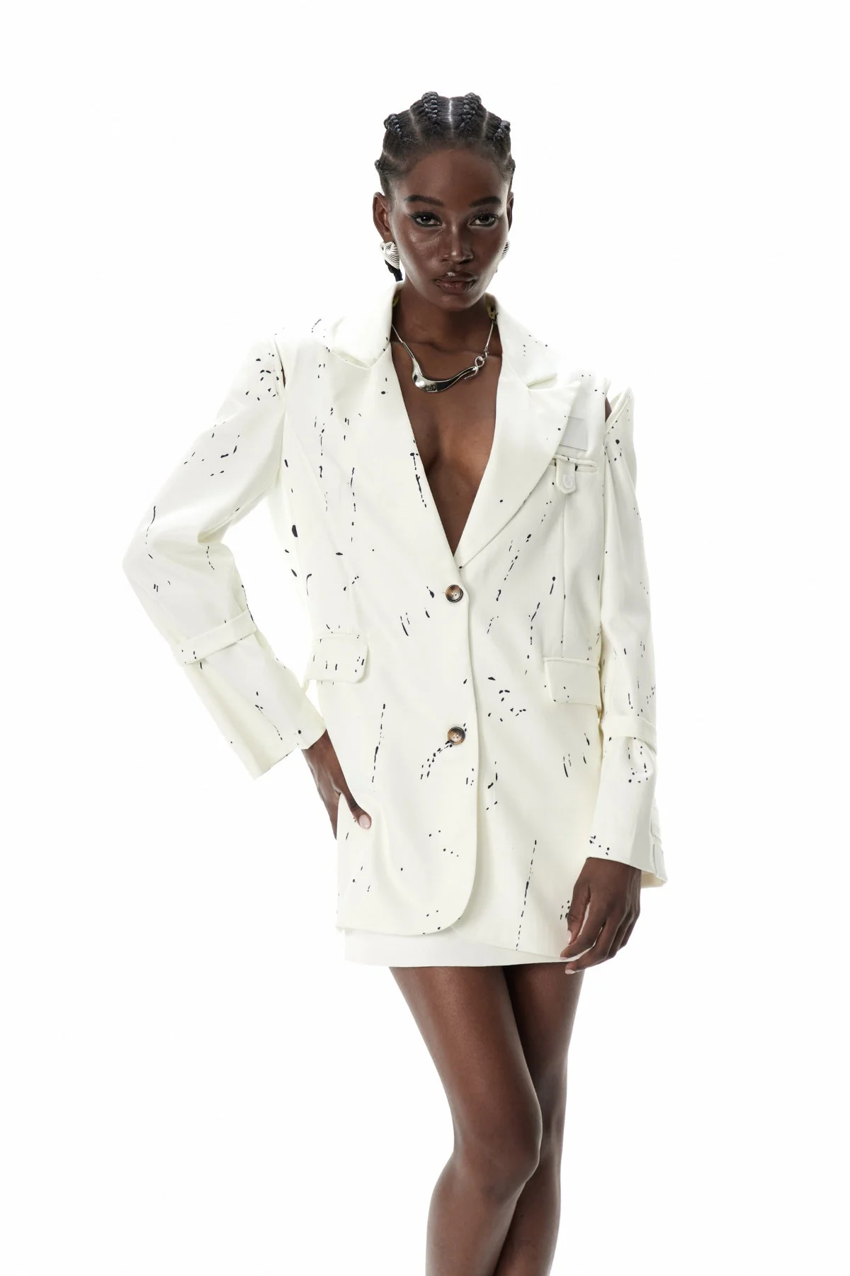 Modern White Cutout Blazer for Women