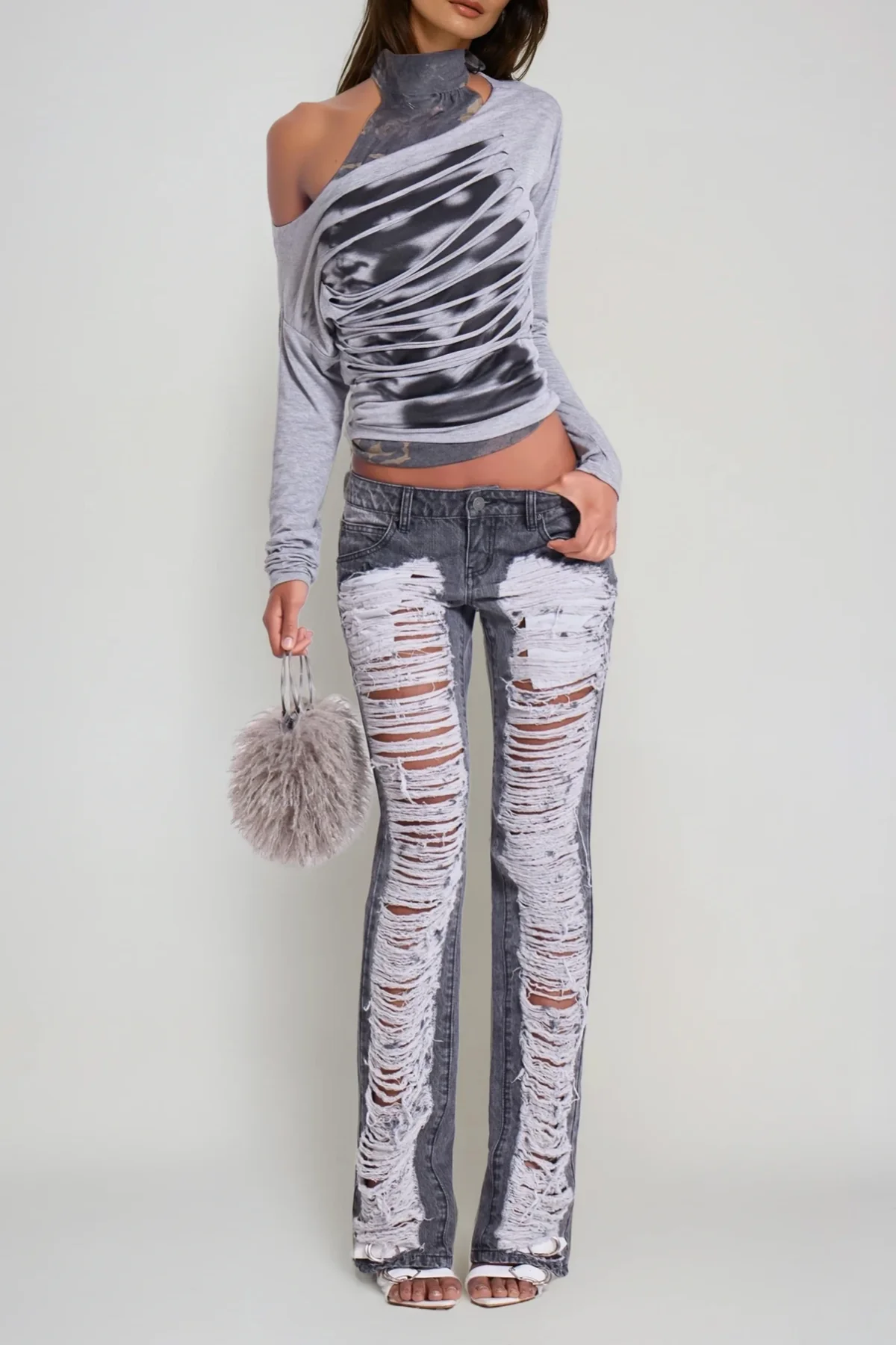 Fringed Ripped Denim Jeans