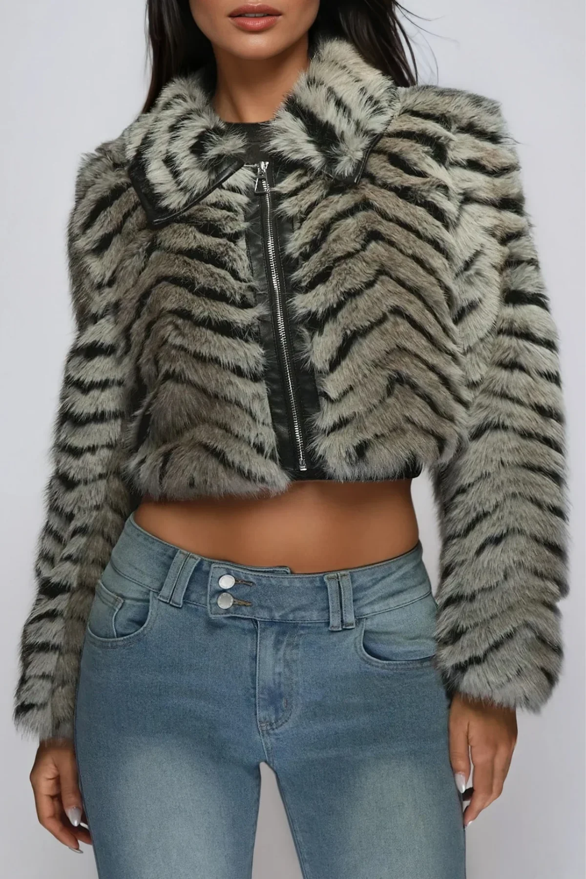 Striped Crop Jacket Black Tailored Outerwear Layering Transition Weather