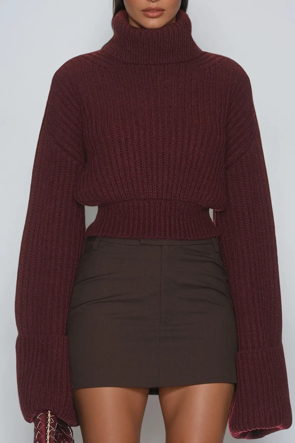 Red Knit High Neck Top | Premium Comfort & Style