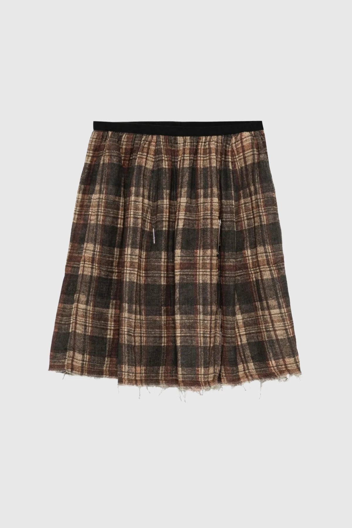Grid Pattern Mini Skirt in Brown