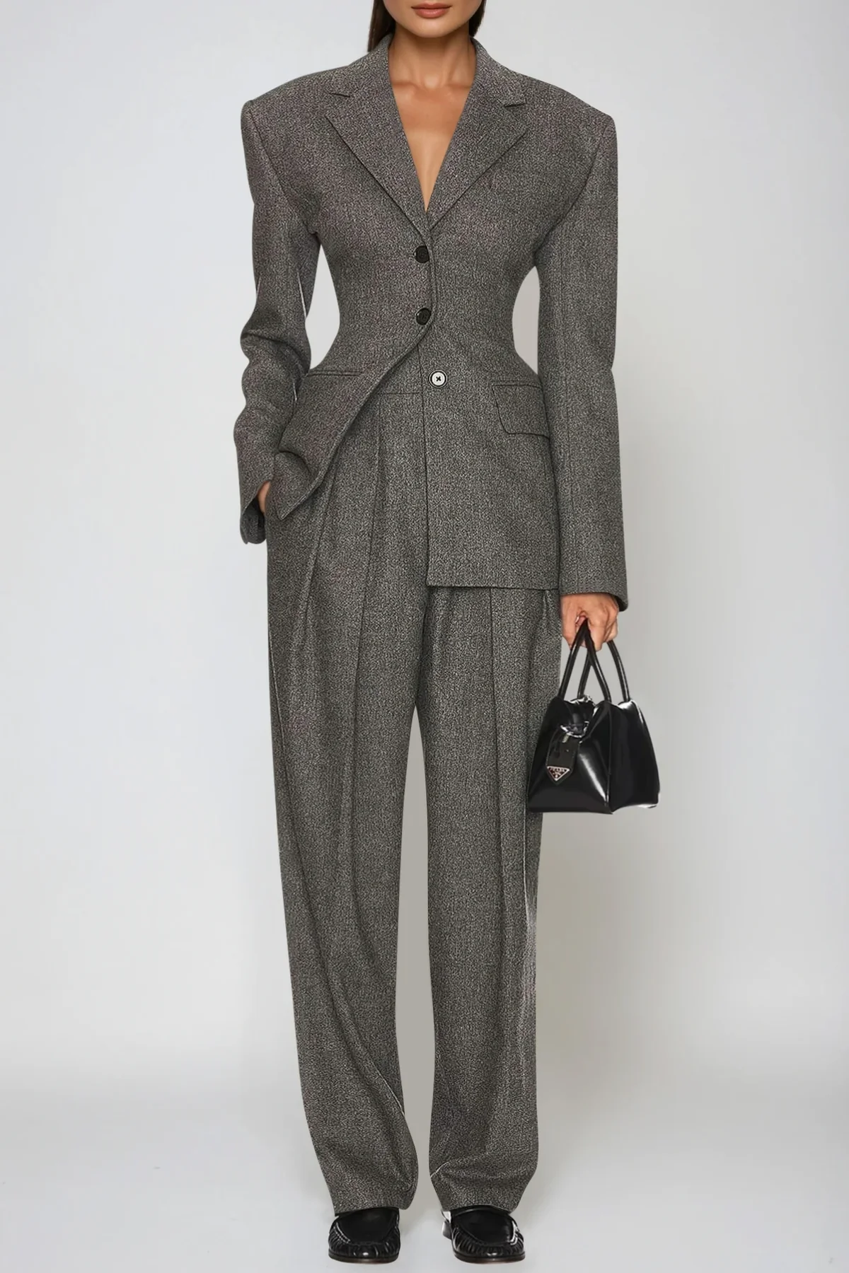 Deep Grey Lapel Blazer for Sharp Style
