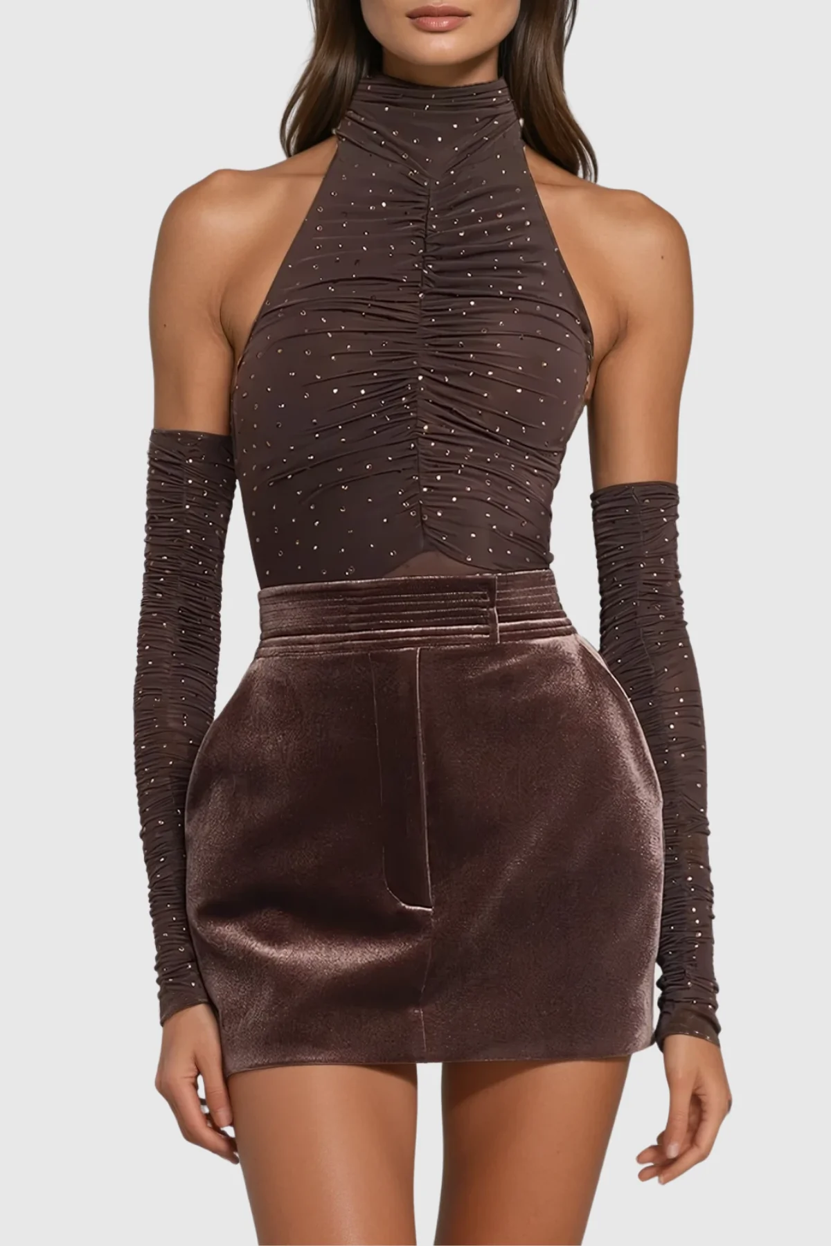 Sophisticated Rhinestone Skirt Set