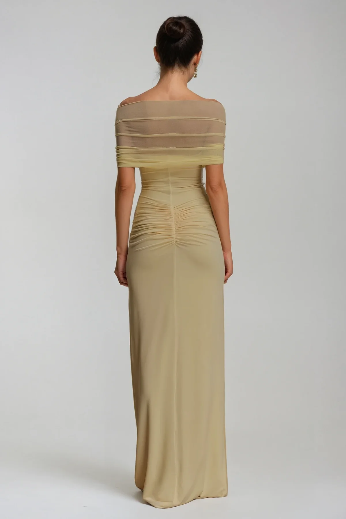 Yellow Cutout Off Shoulder Maxi Dress