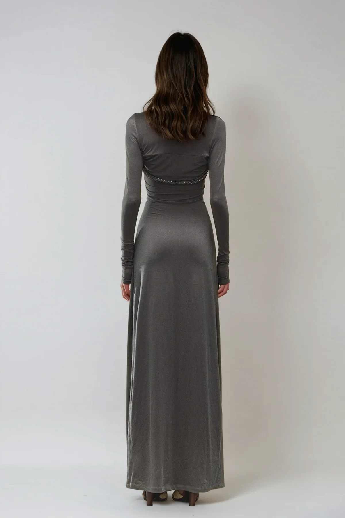 Elegant Halter Neck Ruched Maxi Dress - Formal Evening Attire