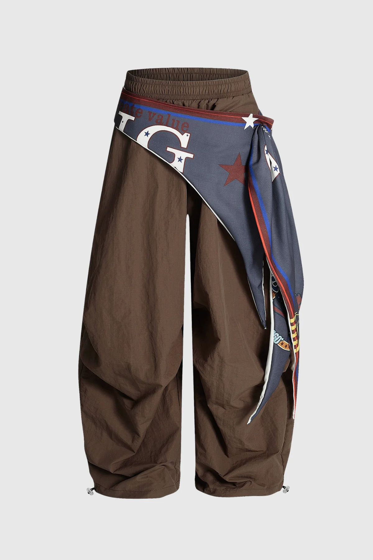 Brown Ruch Print Wide Leg Pants for Effortless Style