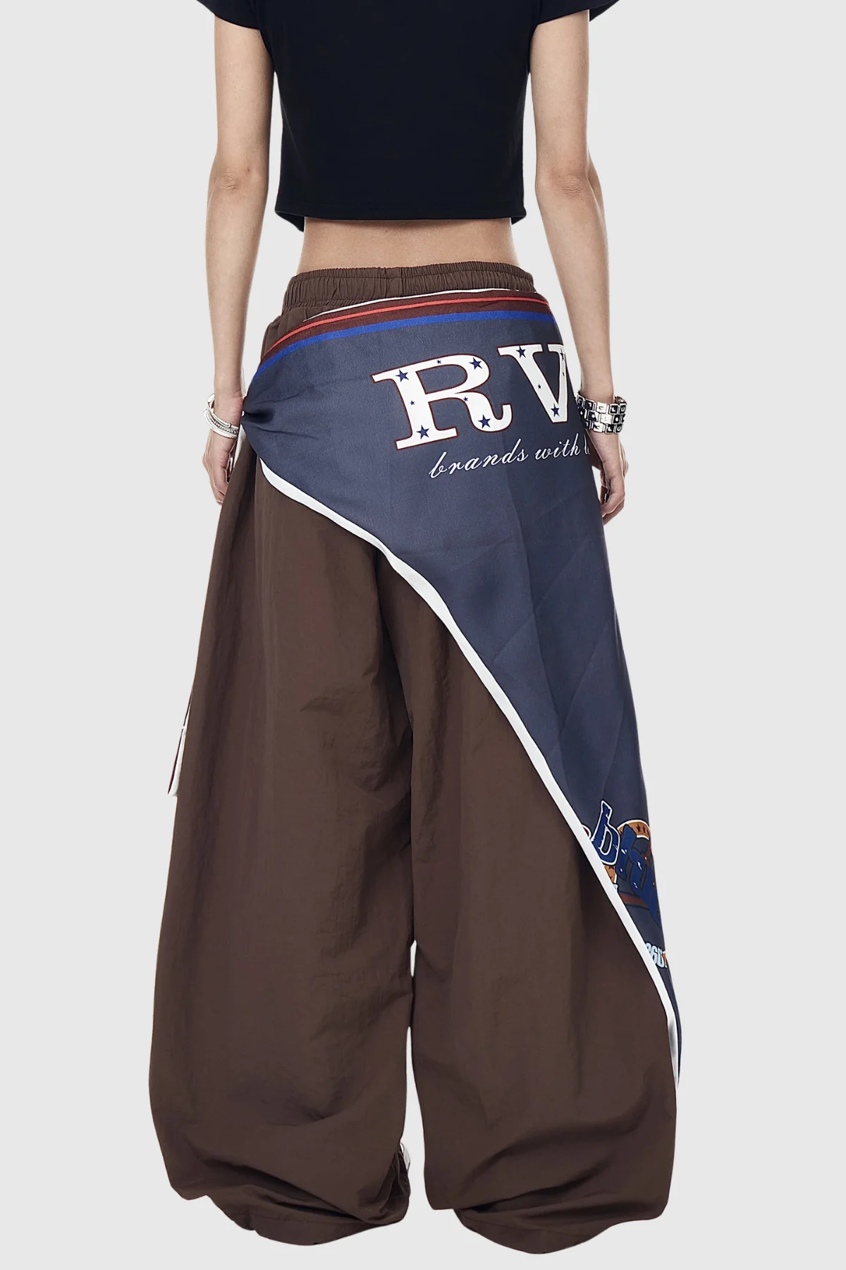 Brown Ruch Print Wide Leg Pants for Effortless Style